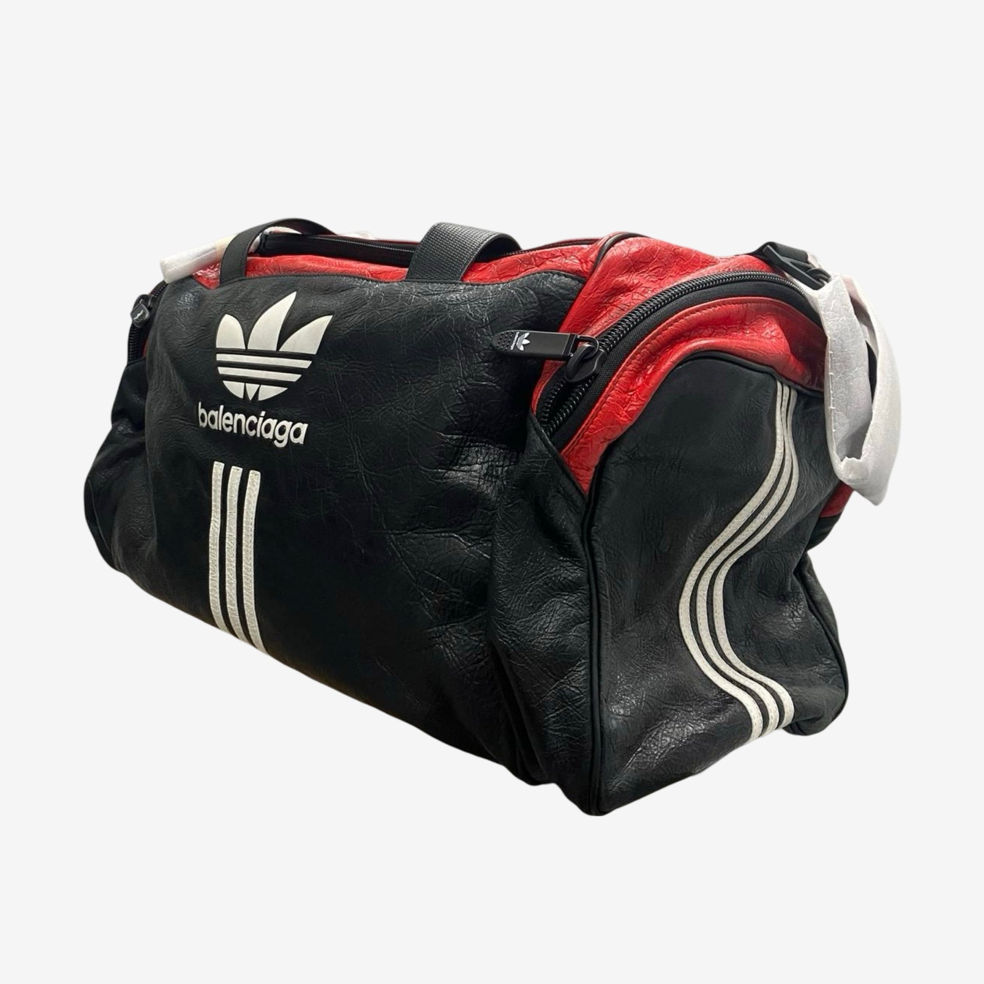 Balenciaga Adidas Red Black Full Leather Duffle Bag