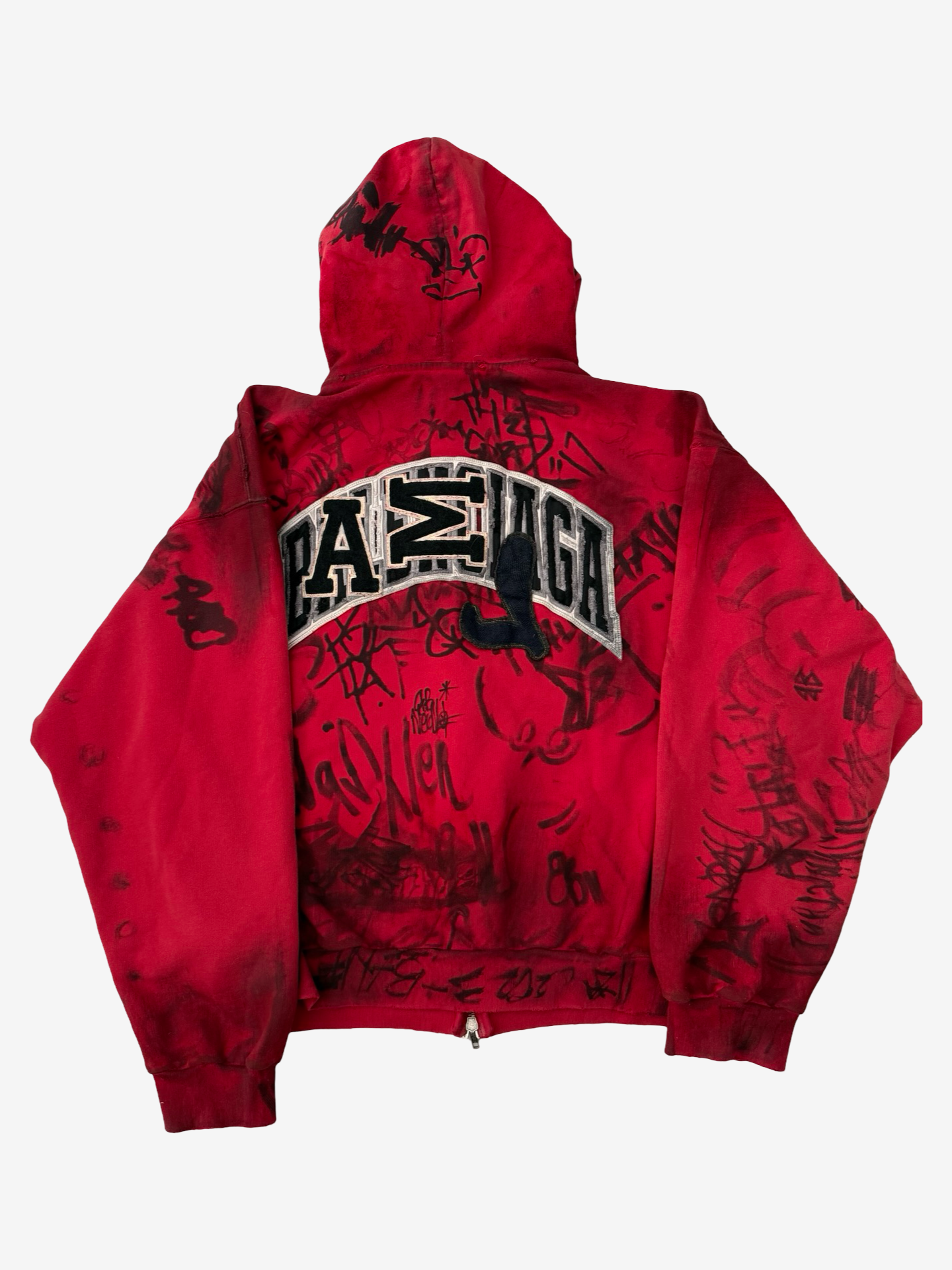 Balenciaga SS23 Red Skate Graffiti Zip Hoodie Sz.M