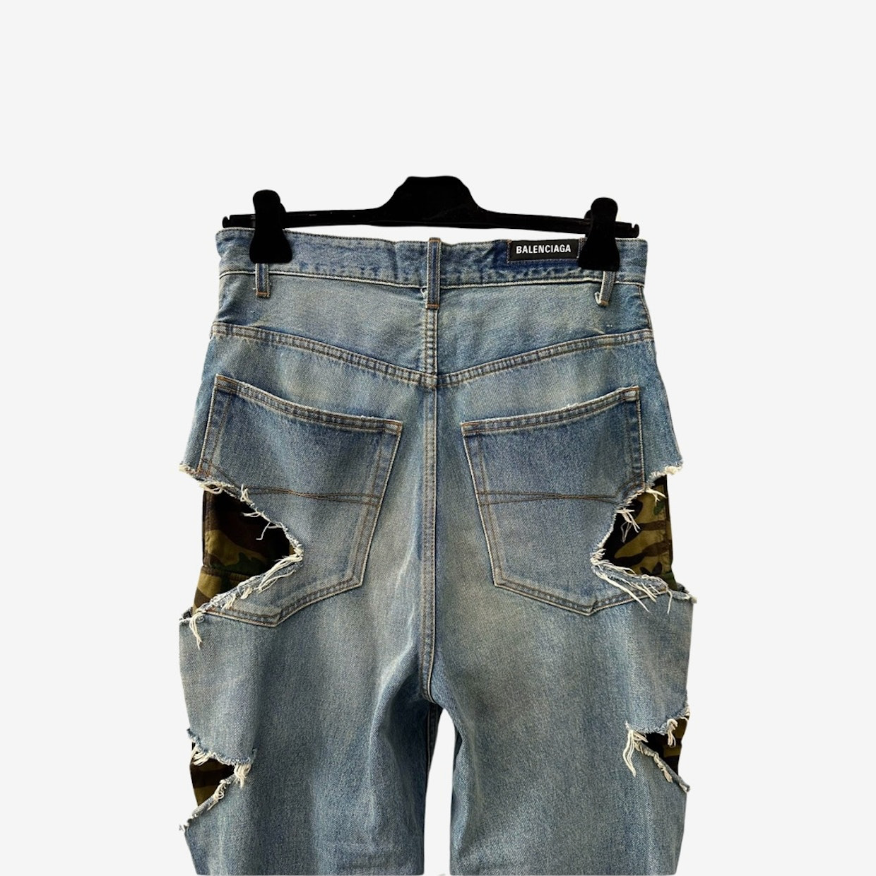 Balenciaga AW21 Afterworld Slashed Camo Denim