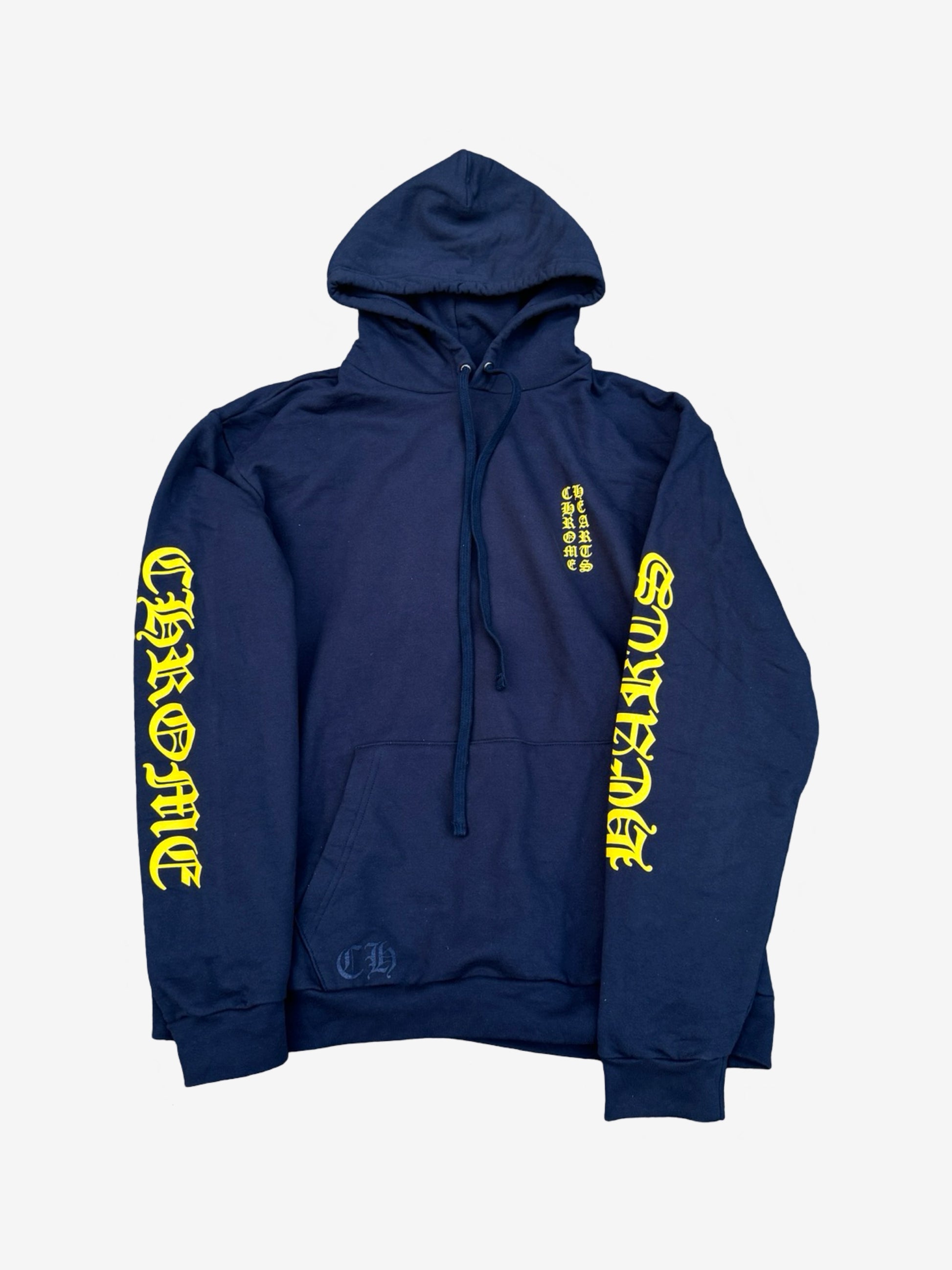 Chrome Hearts Eyechart Logo Hoodie Navy Yellow 