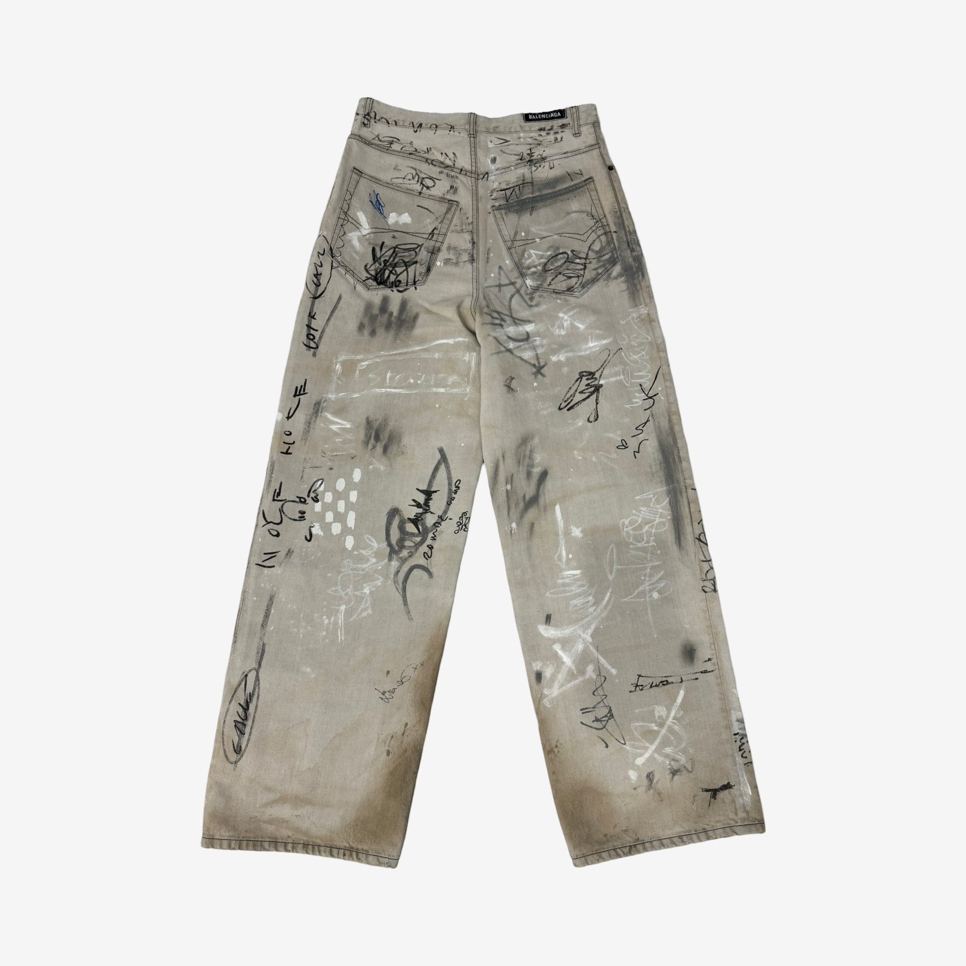 Balenciaga SS23 White Graffiti Denim