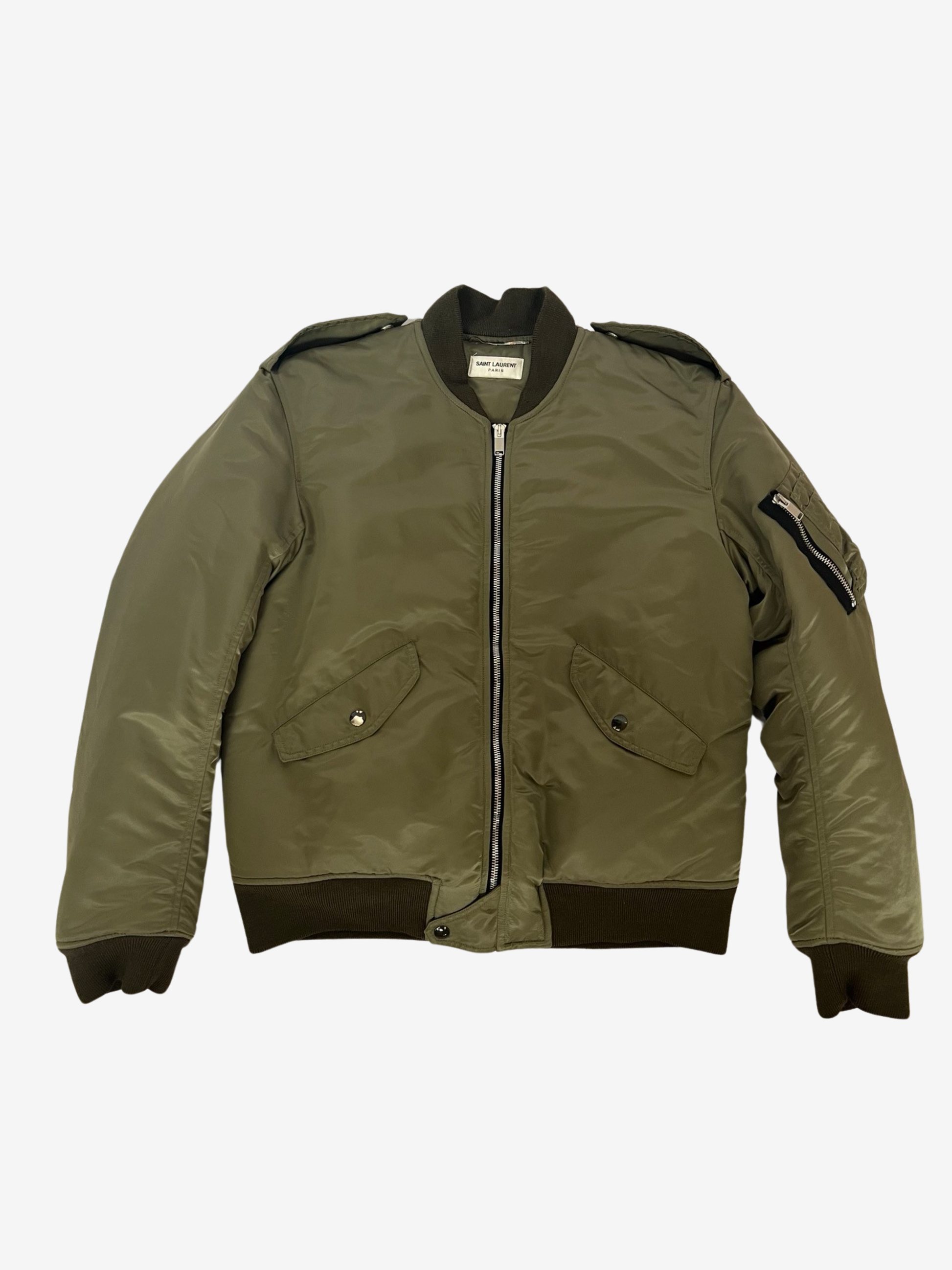  Saint Laurent Paris Khaki Green MA-1 Bomber Blouson Fall Winter 2015