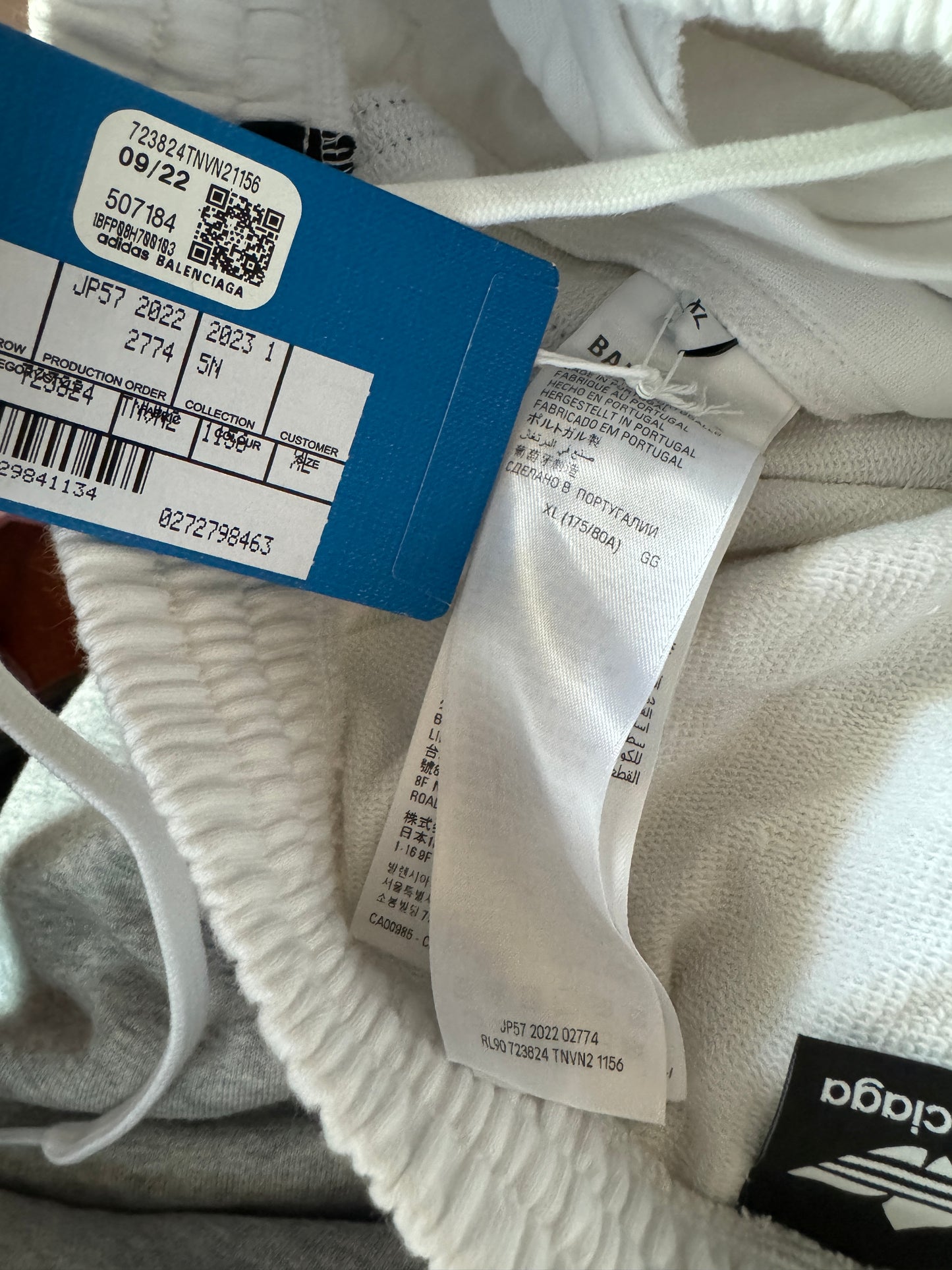 Balenciaga Adidas White Oversized Cotton Sweatpants