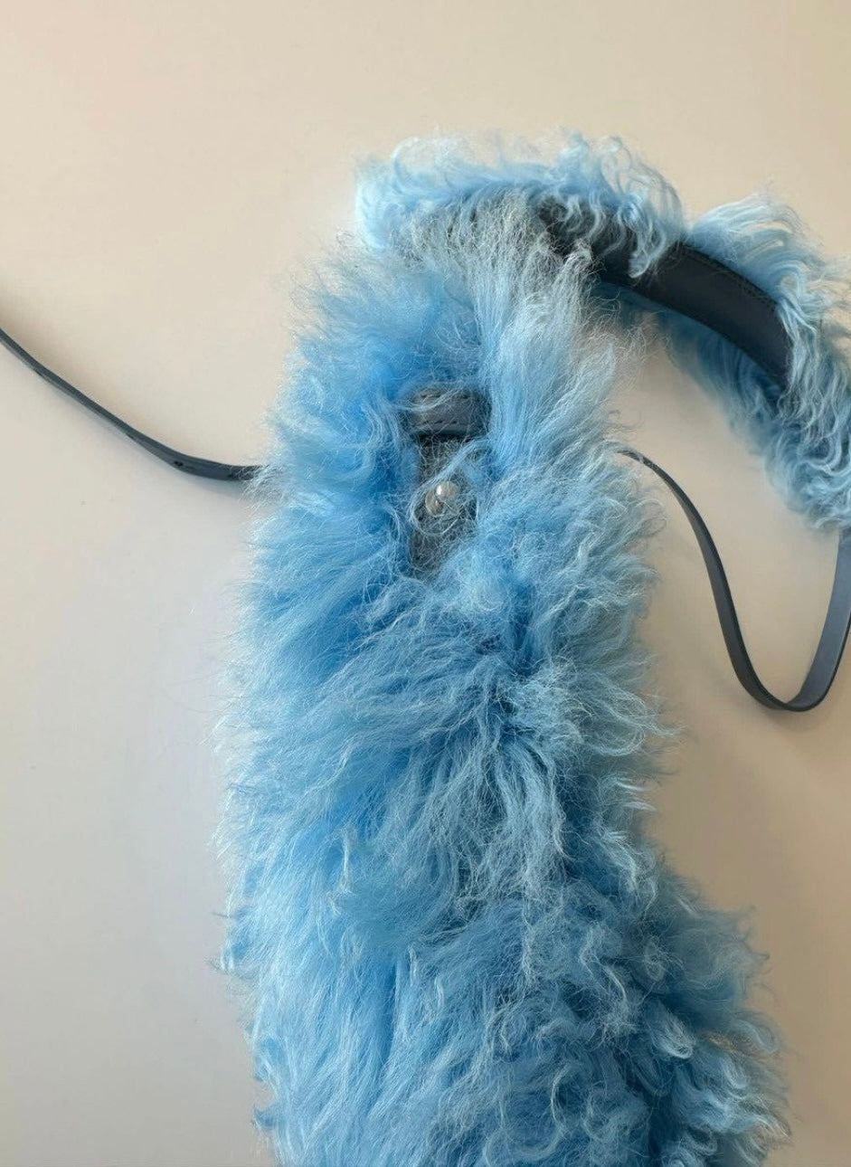 Dries Van Noten Blue Fur Bag