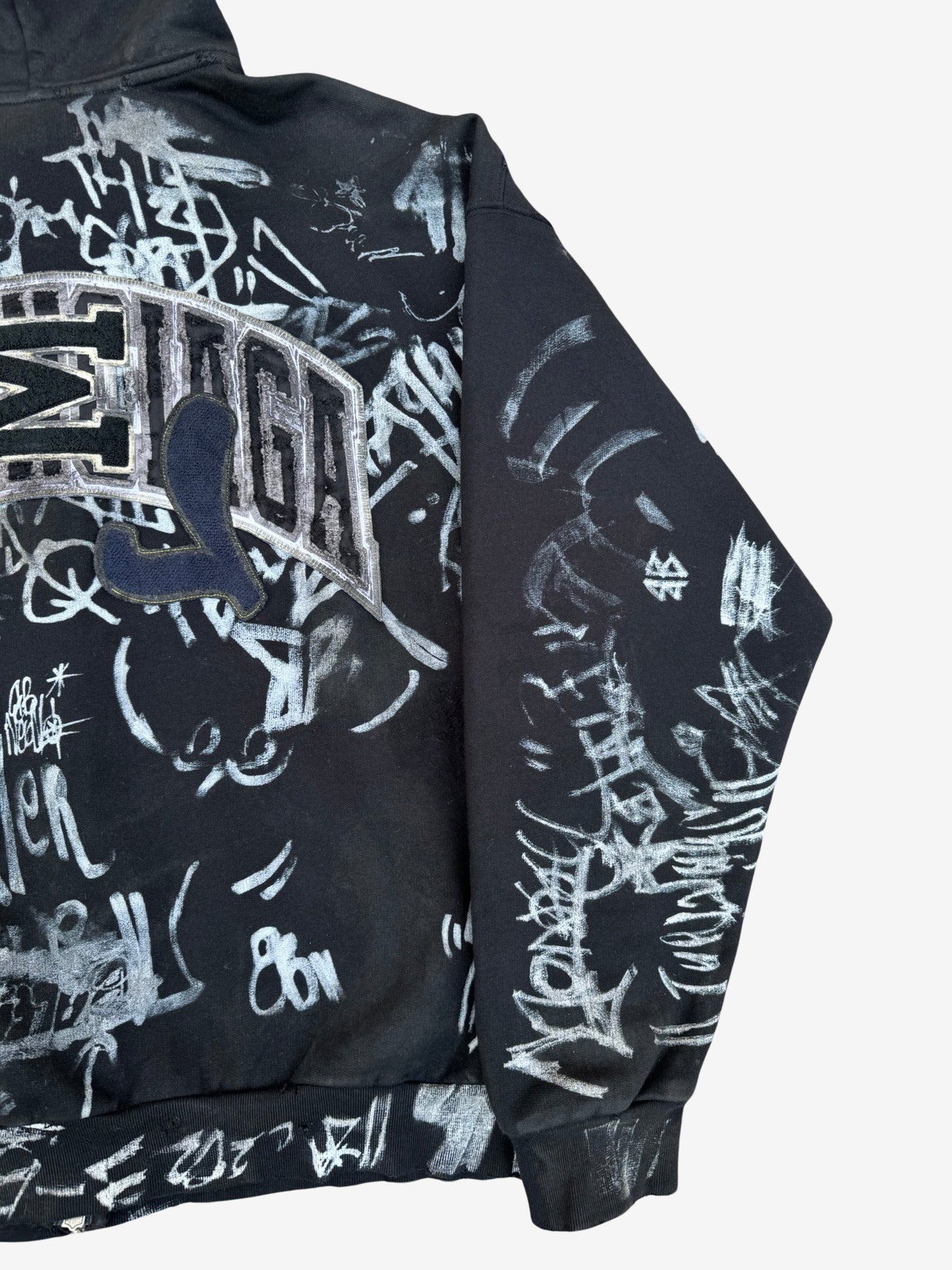 Balenciaga SS24 Black Skater Graffiti Zip Hoodie