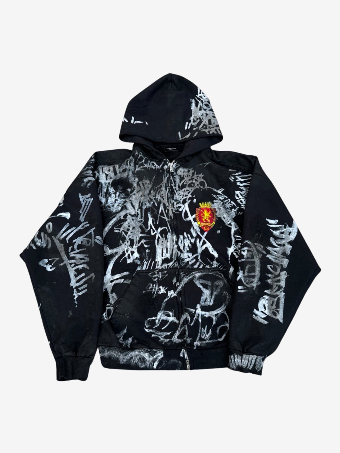 Balenciaga SS24 Black Skater Graffiti Zip Hoodie