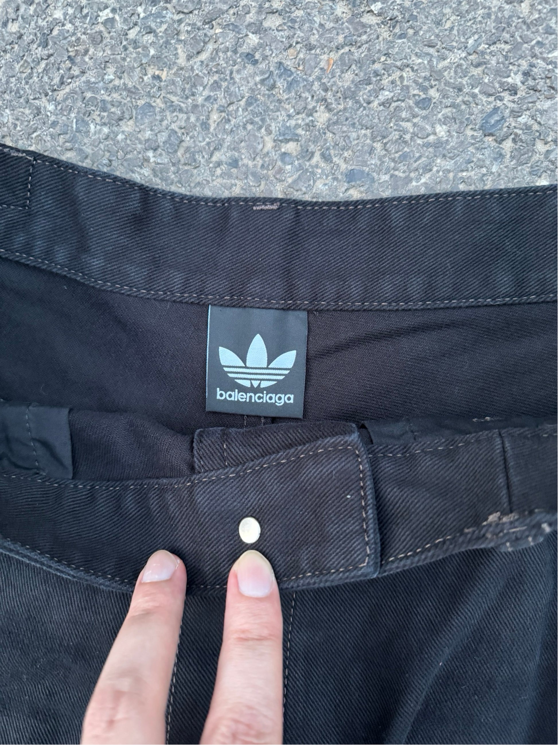 Balenciaga Adidas Black Destroyed Denim Shorts "Jorts"