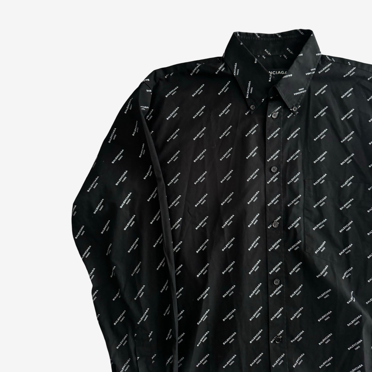 Balenciaga Classic oversized black white logo button up shirt Sz.39