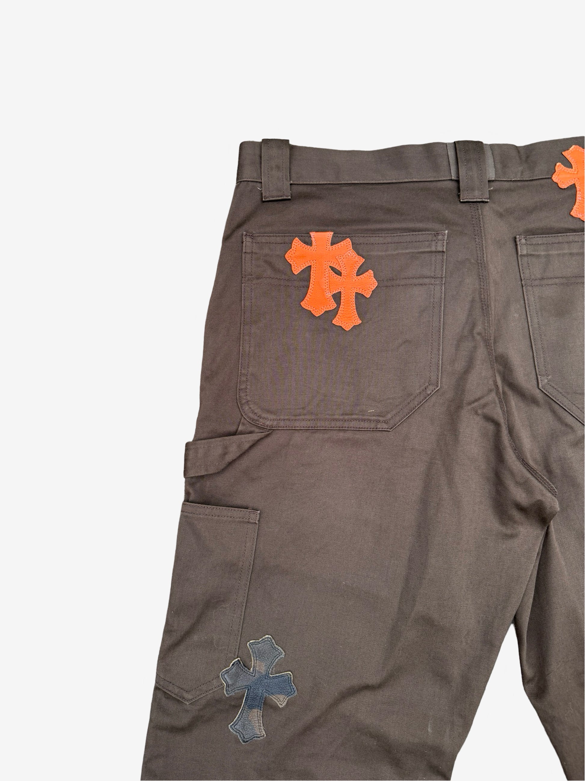 Chrome Hearts Double Knee Orange and Camouflage Cross Carpenter Pants