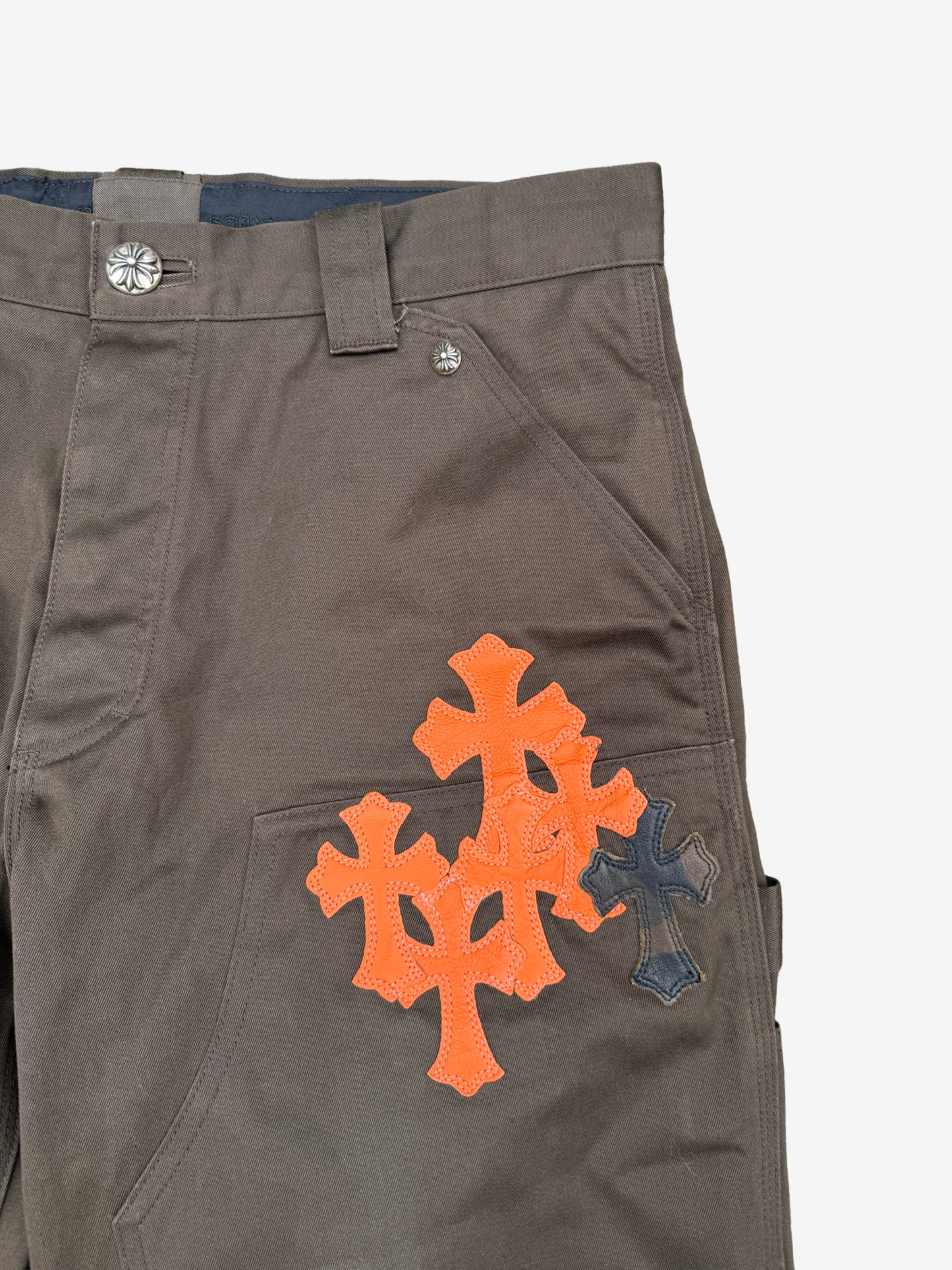 Chrome Hearts Double Knee Orange and Camouflage Cross Carpenter Pants