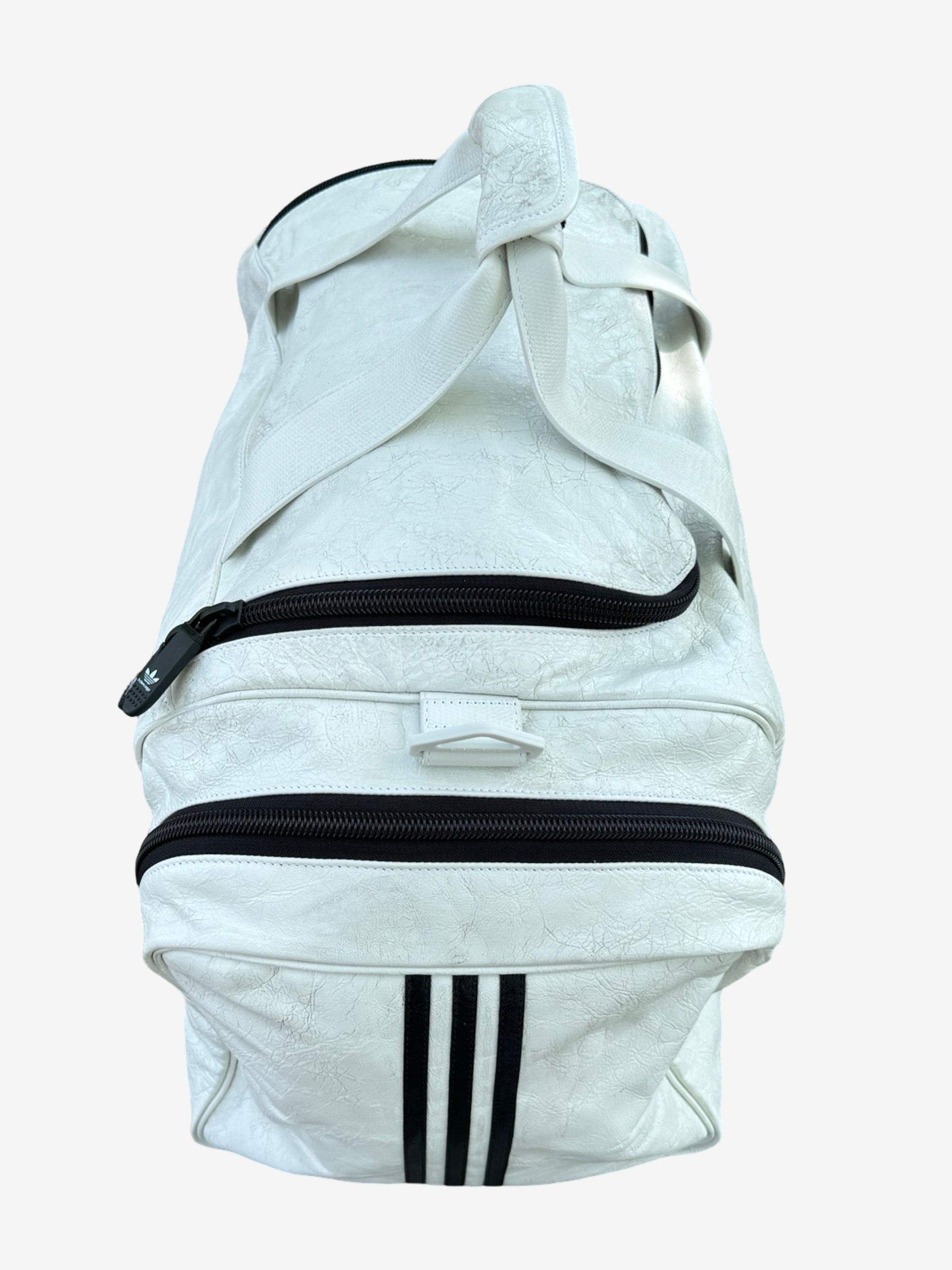 Balenciaga Adidas Full Leather Duffle Bag White