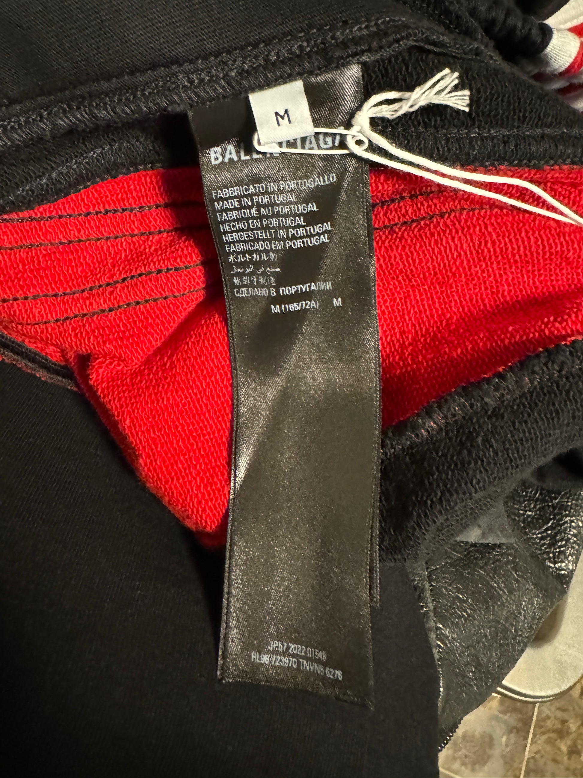 Balenciaga Adidas Black Red Oversized Cotton Sweatpants