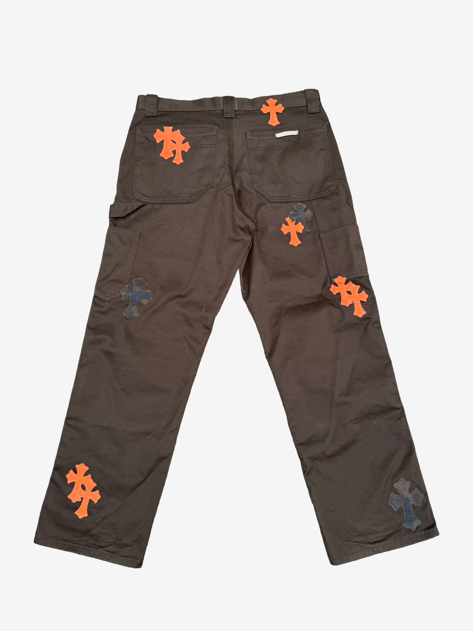 Chrome Hearts Double Knee Orange and Camouflage Cross Carpenter Pants