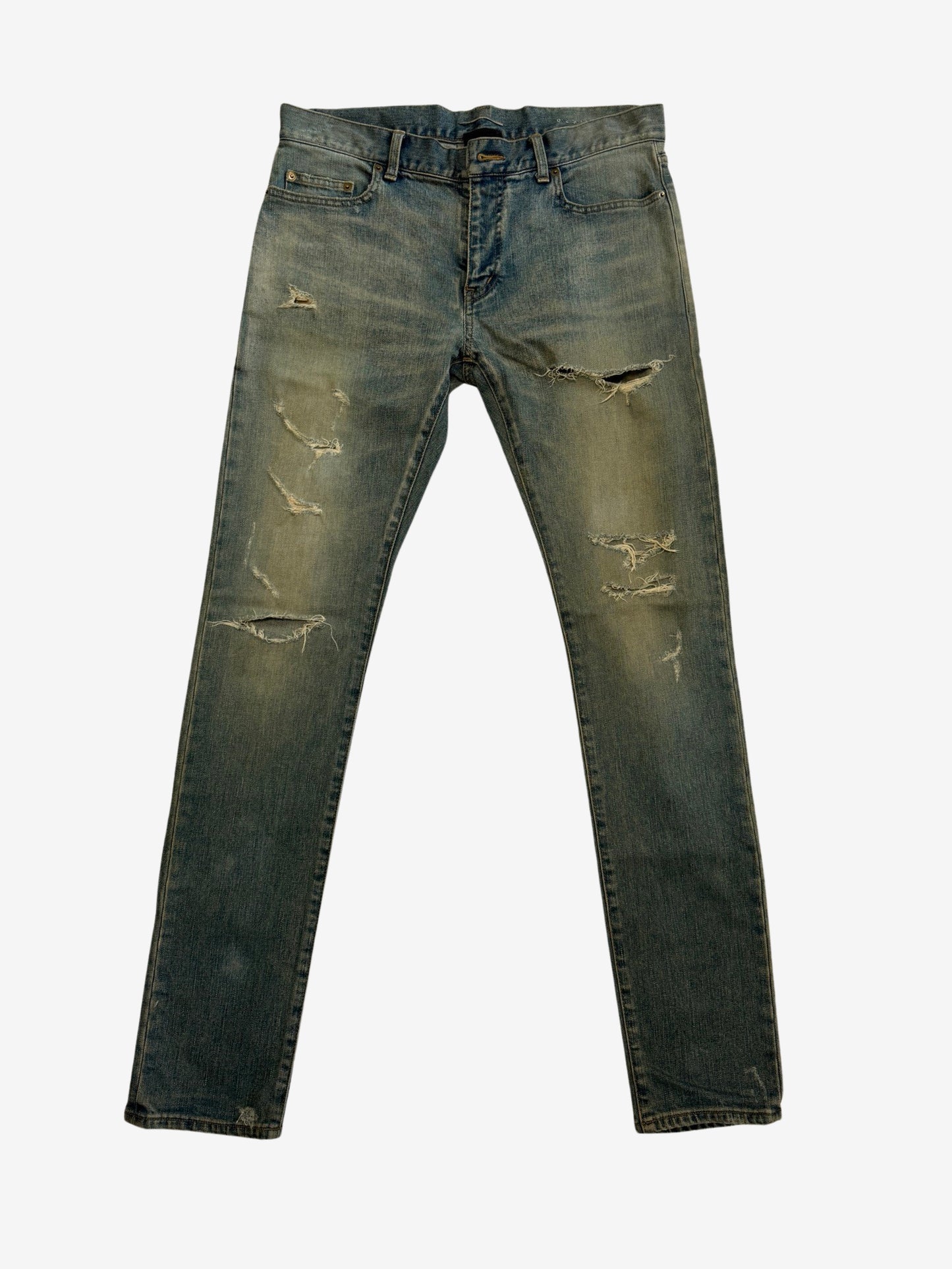 Saint Laurent Paris SS16 Blue Crashed Denim