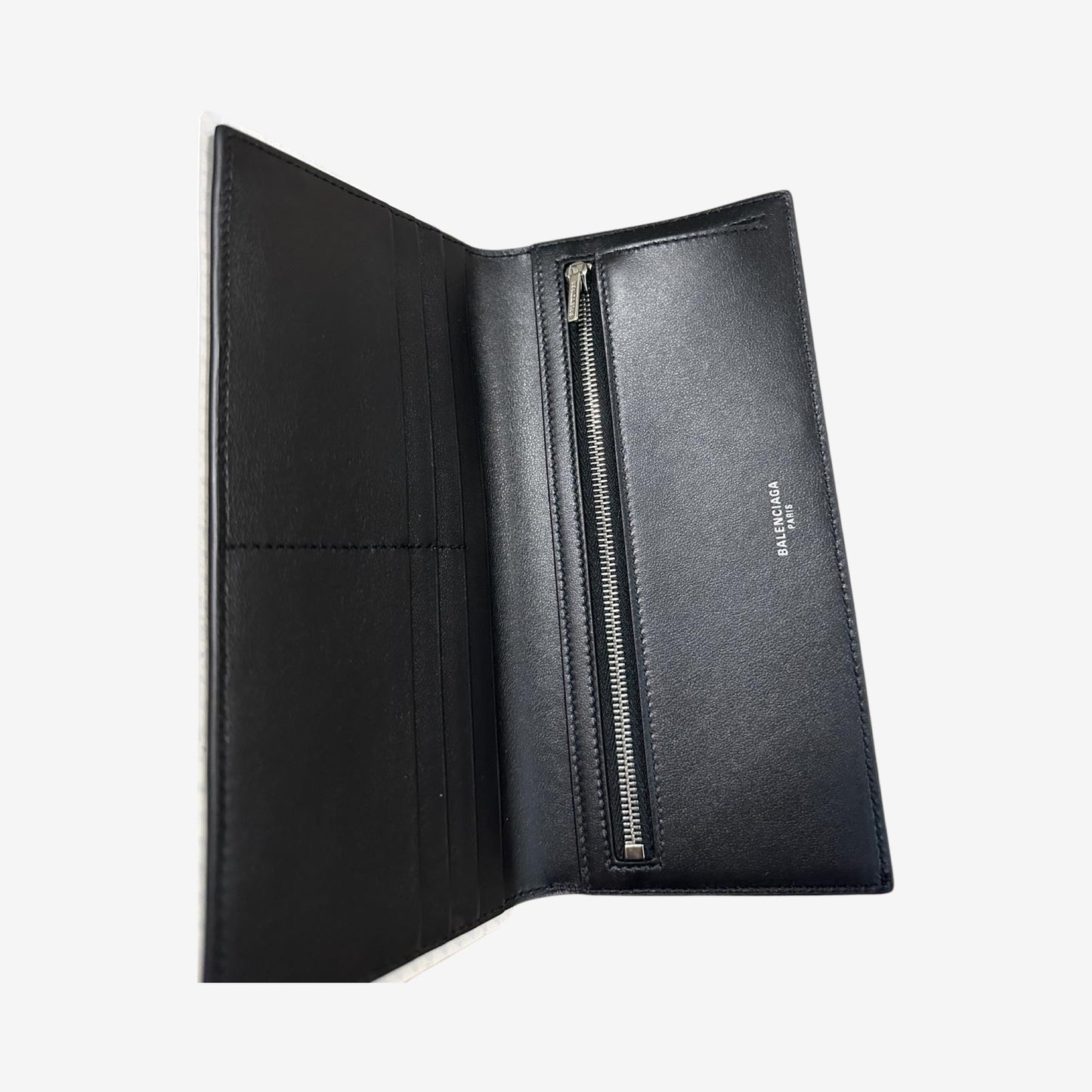 Balenciaga SS24 Black Leather Passport Wallet