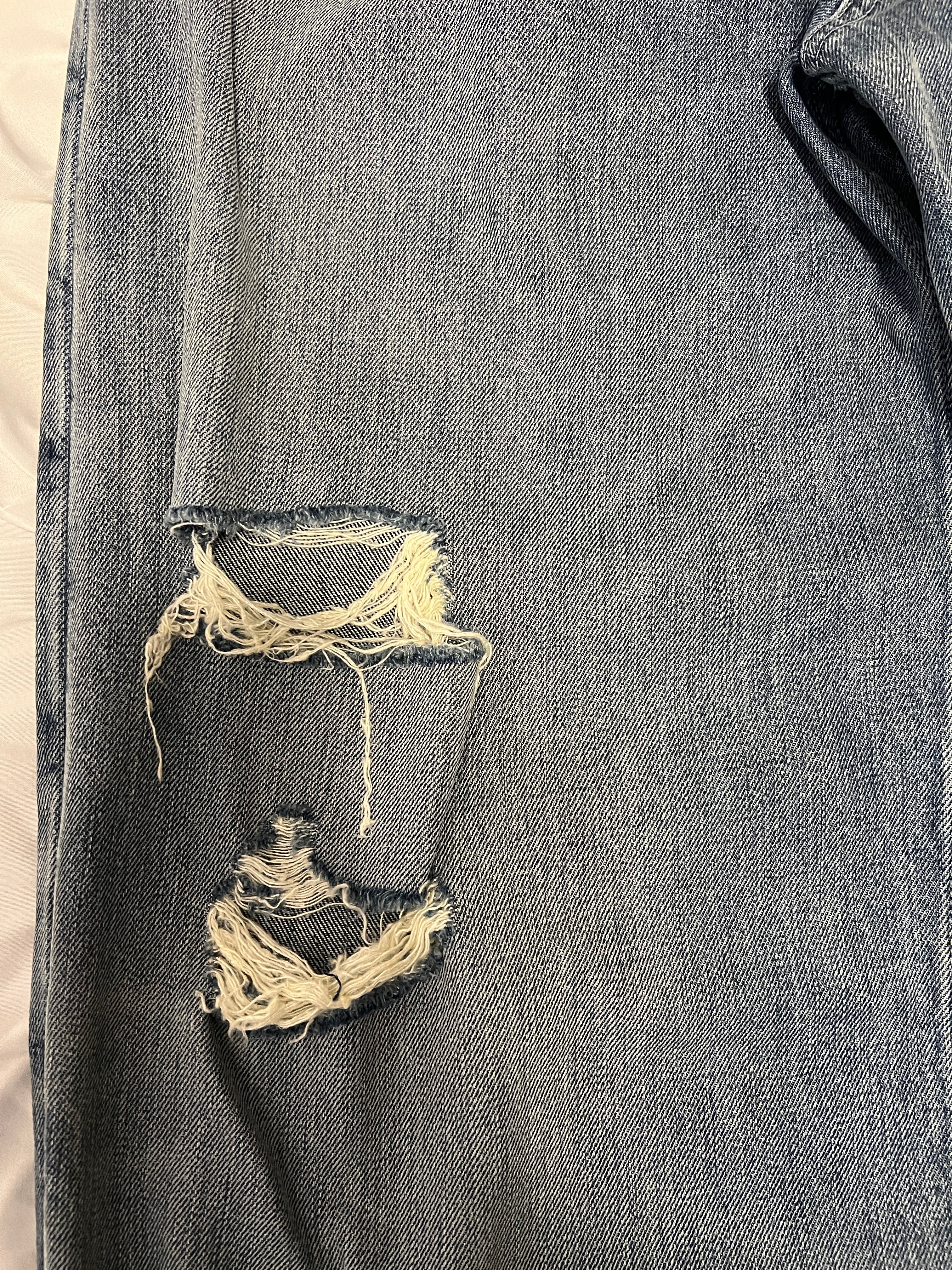 Buy Balenciaga Destroyed Skater Blue Jeans Online at Groupie