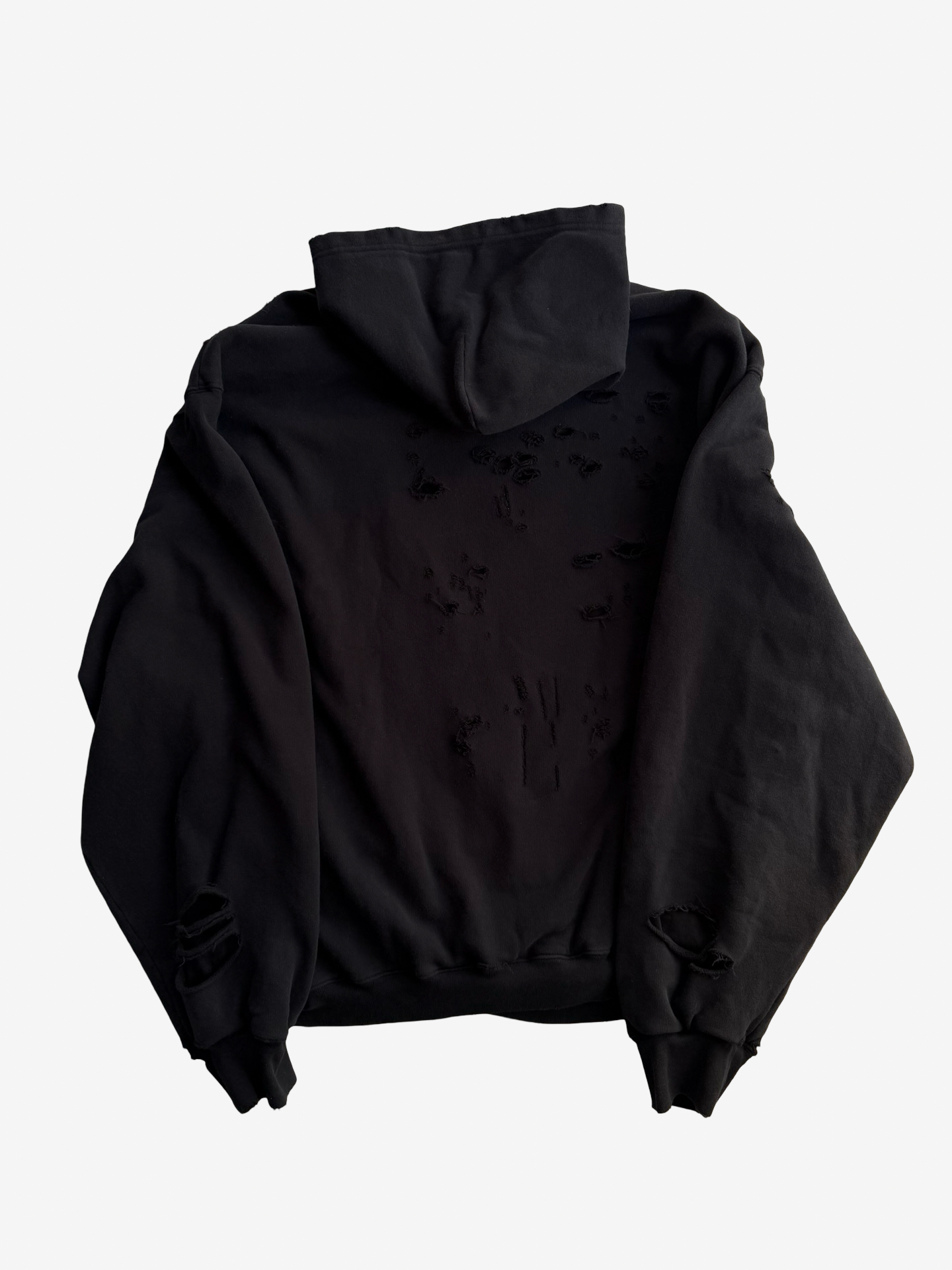 Balenciaga Black Destroyed Logo Hoodie Sz.S