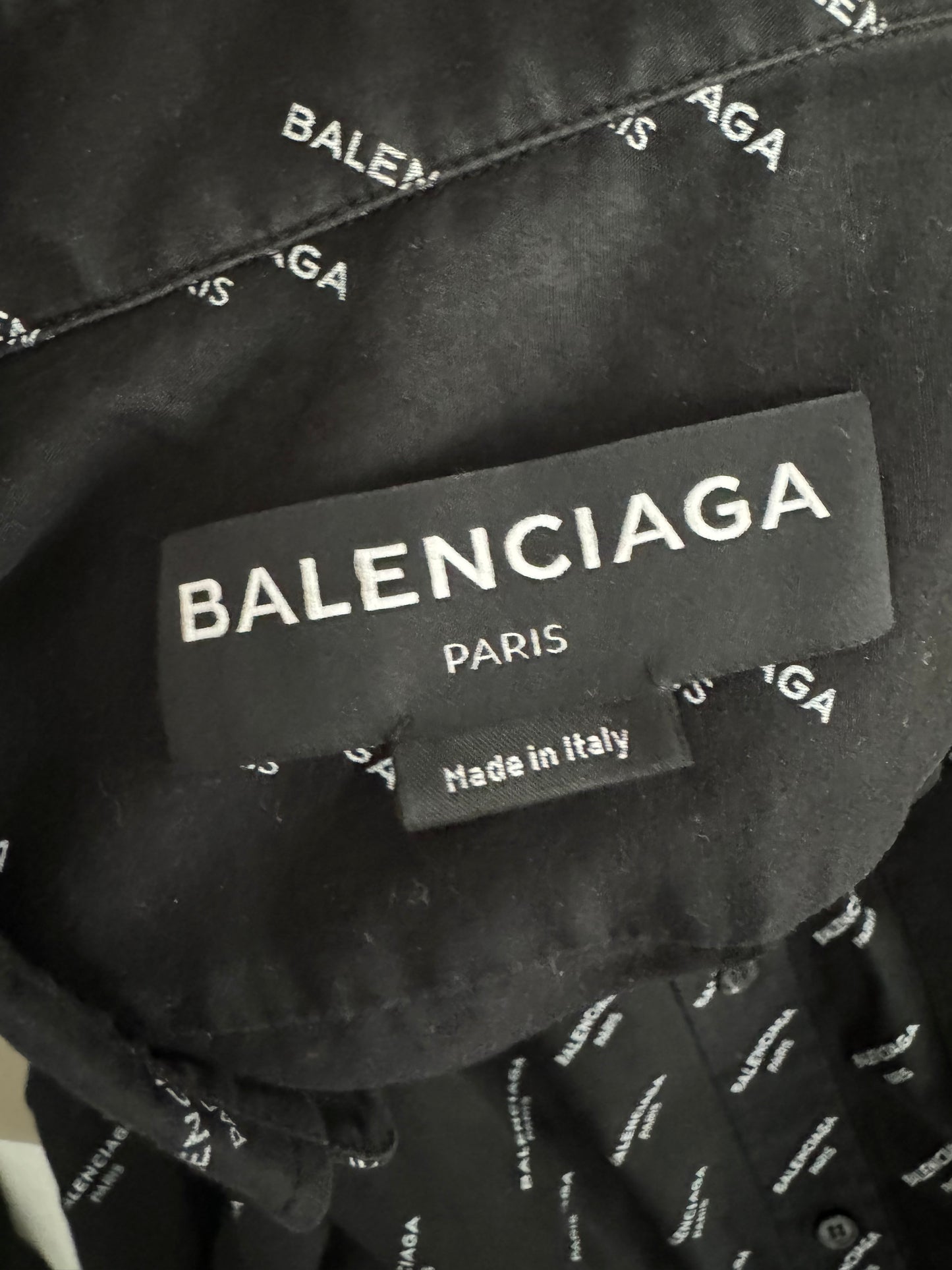 Balenciaga Classic oversized black white logo button up shirt Sz.39