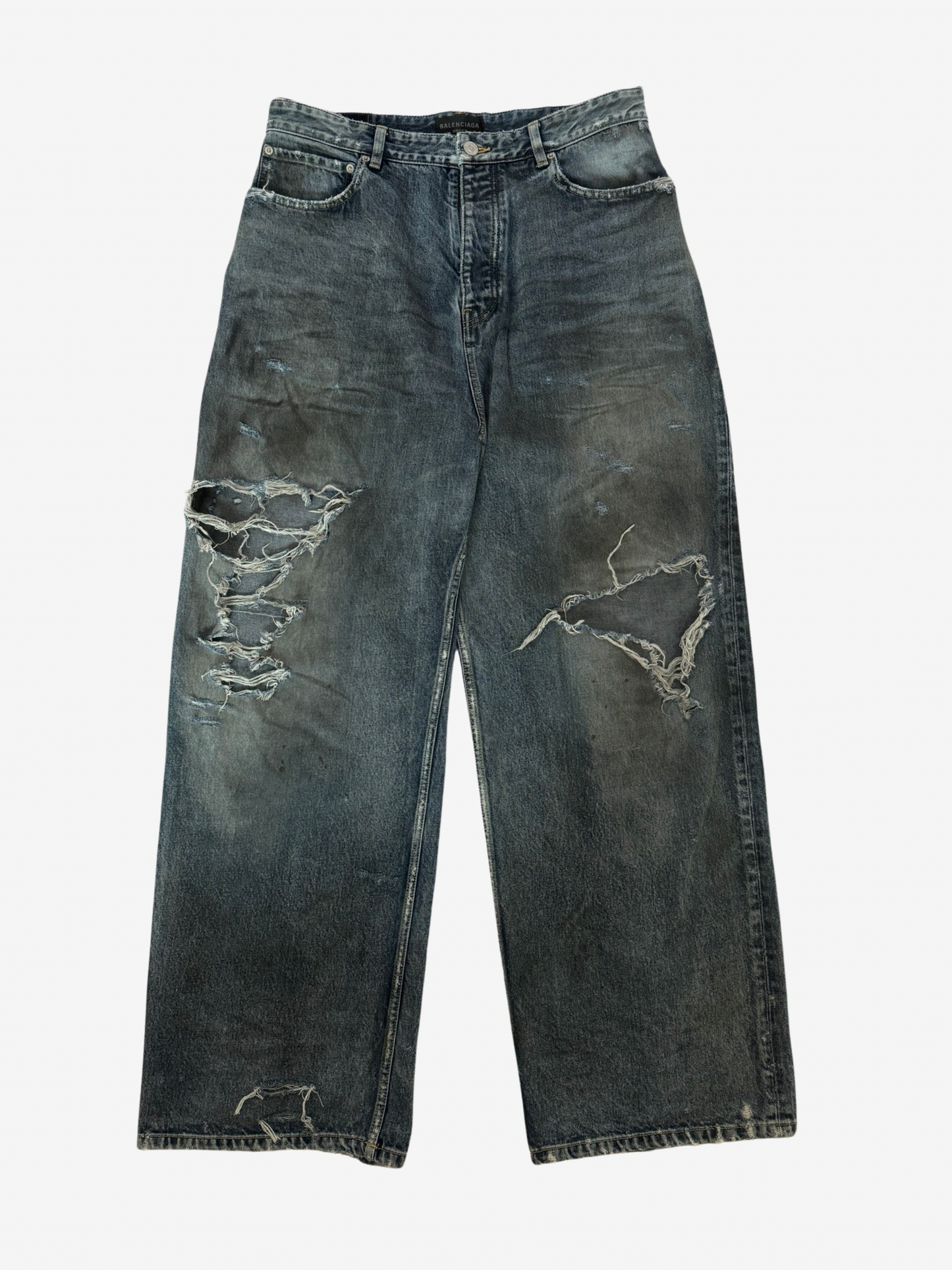 Balenciaga SS23 Mud Oil Spilled Distressed Baggy Denim