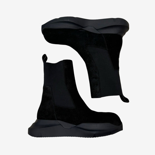 Rick Owens Black Suede Geth Beatle Chelsea Boots