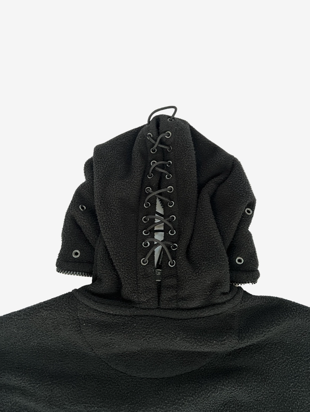 Vetements SS19 Black Gimp Mask Bullet Fleece Hoodie Sz. M