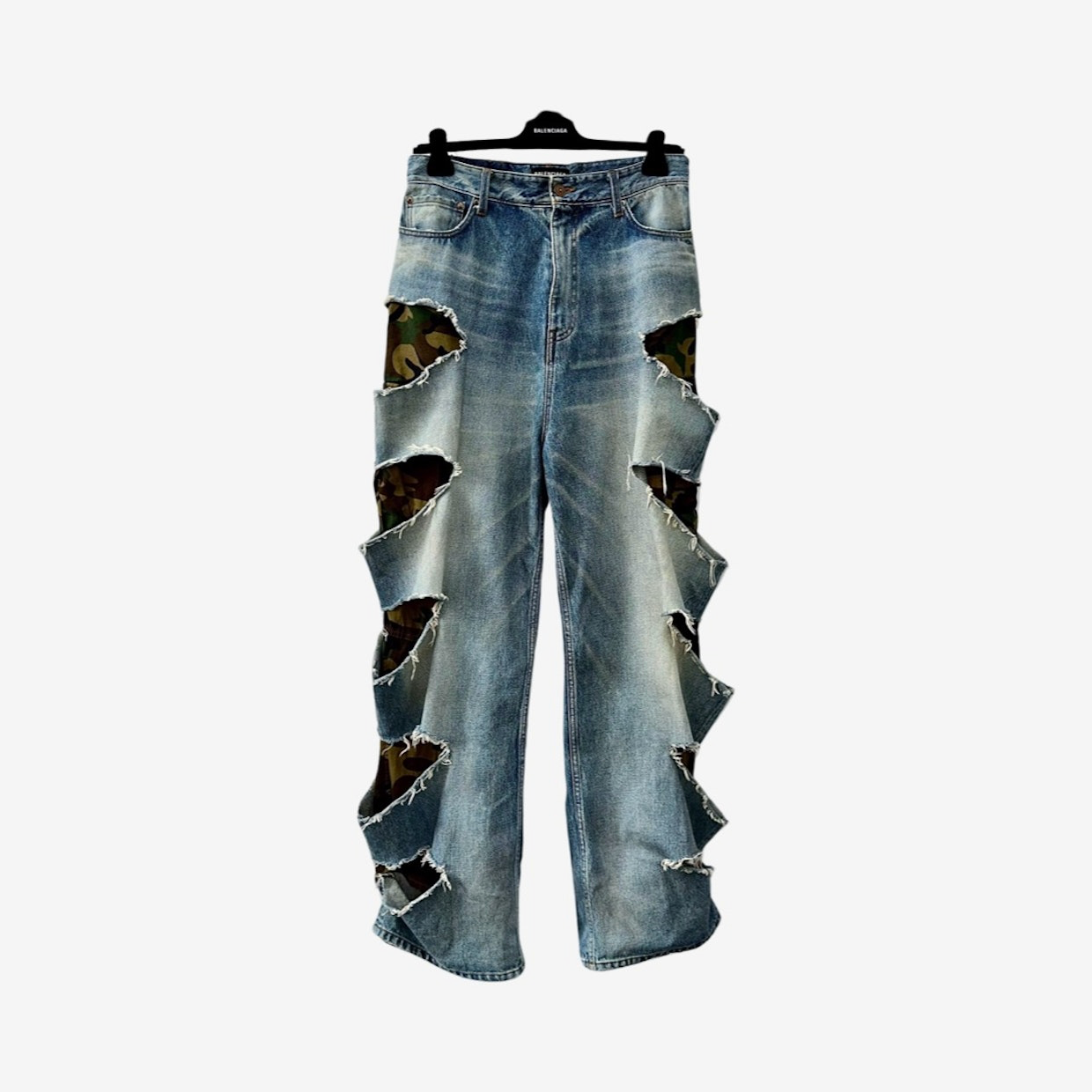 Balenciaga AW21 Afterworld Slashed Camo Denim