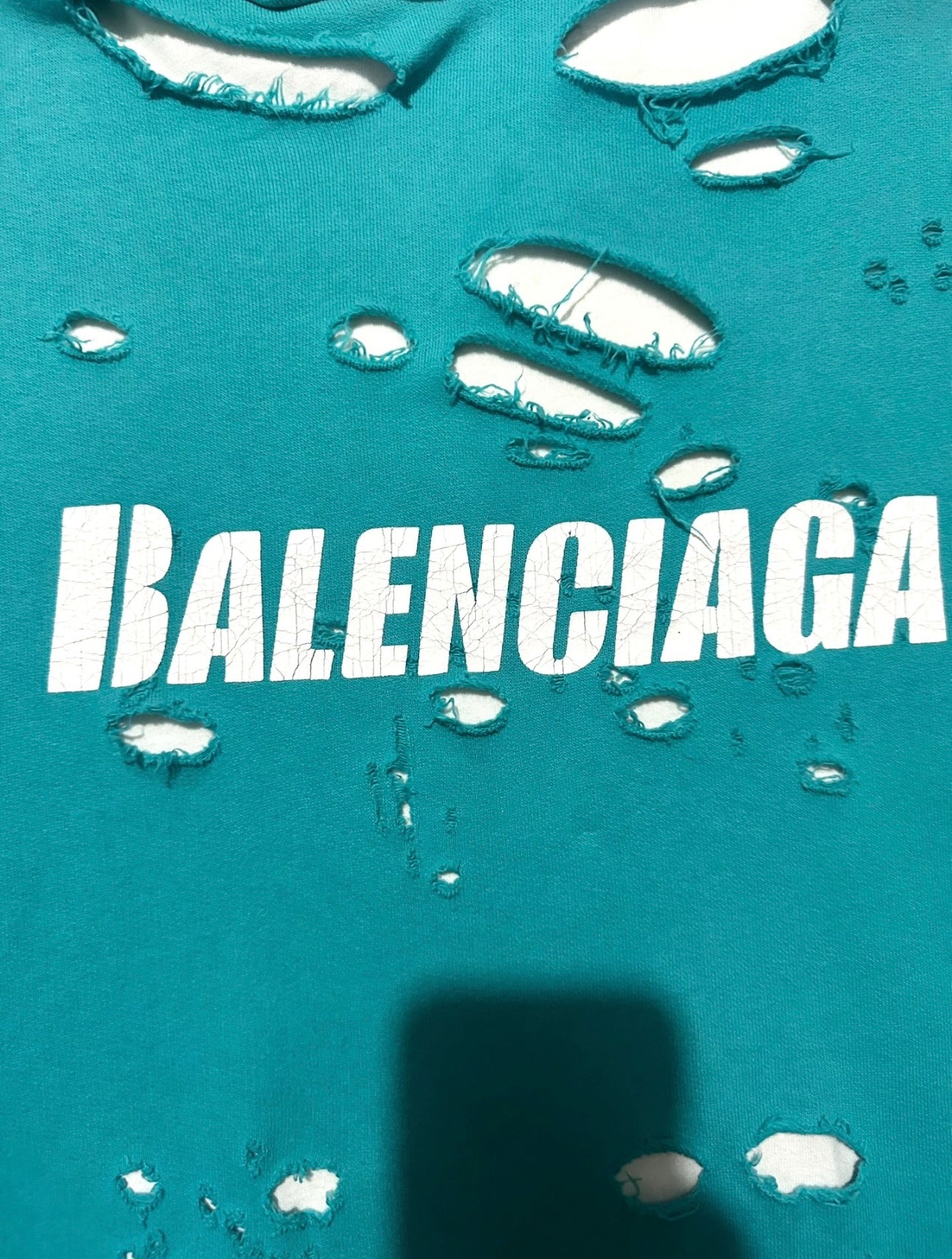 Balenciaga SS21 Destroyed Logo Hoodie