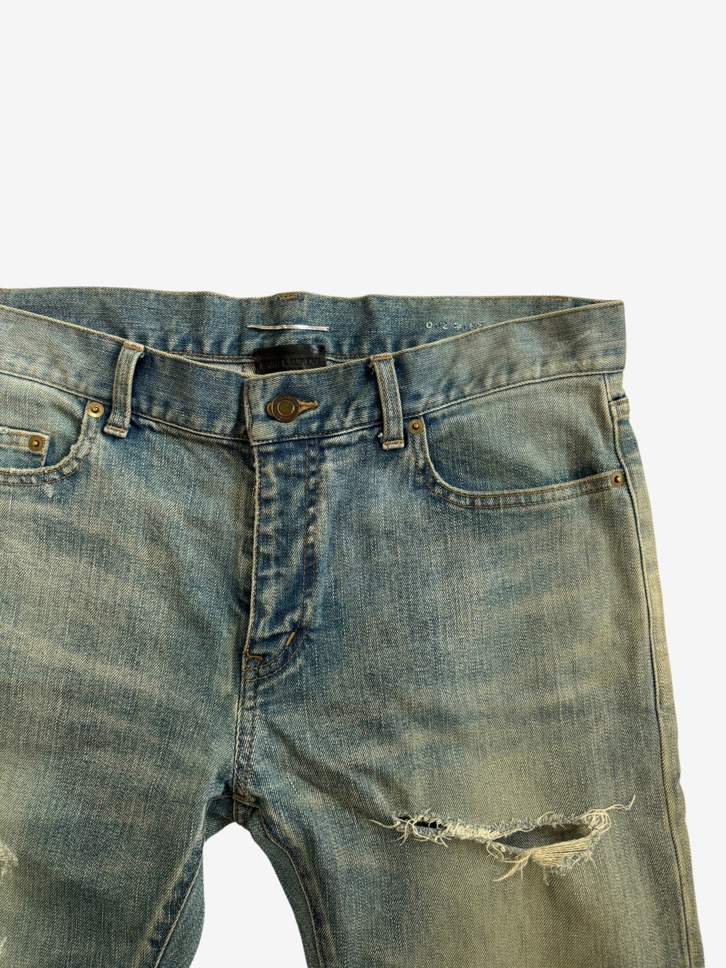 Saint Laurent Paris SS16 Blue Crashed Denim