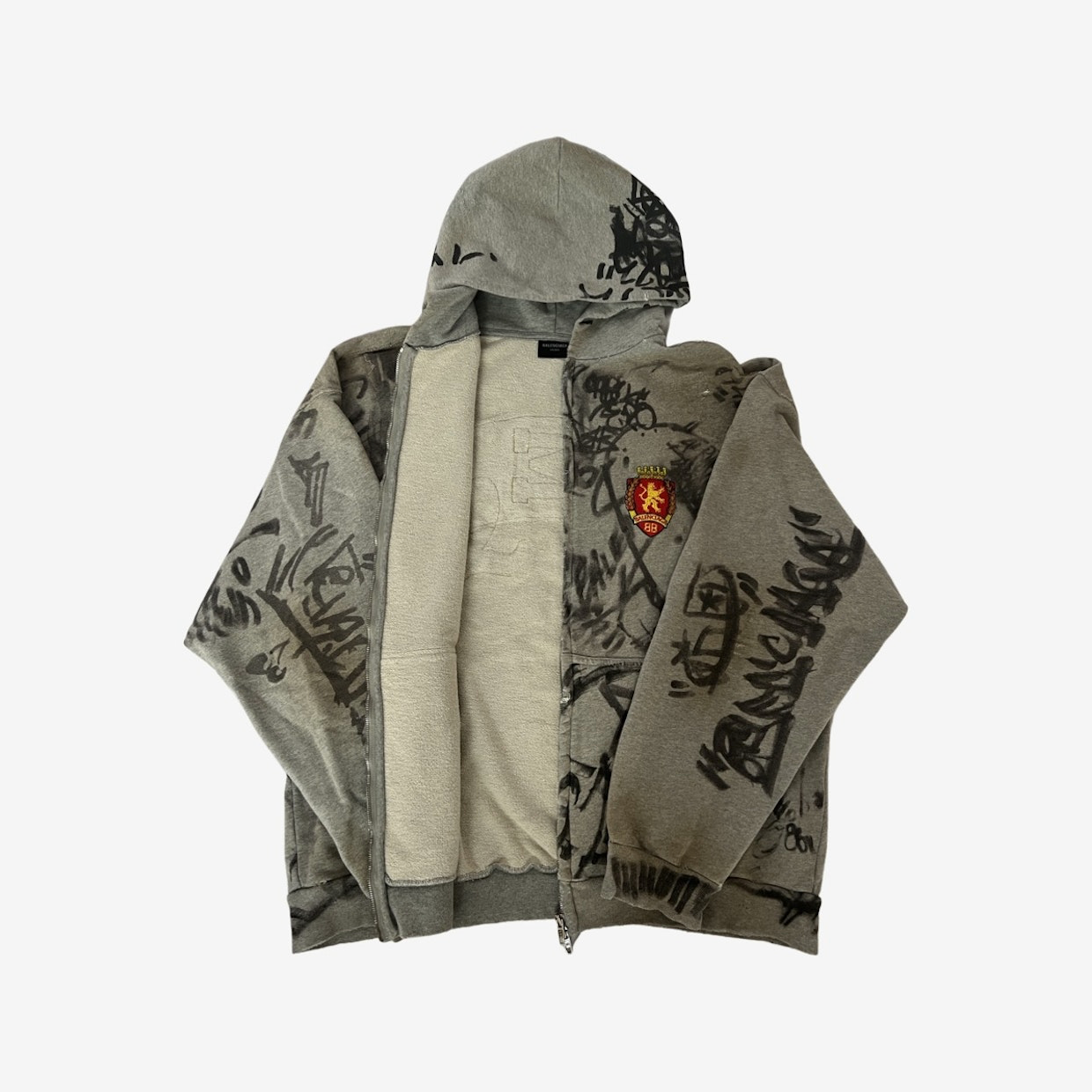 Balenciaga SS23 Grey Skate Graffiti Zip Hoodie