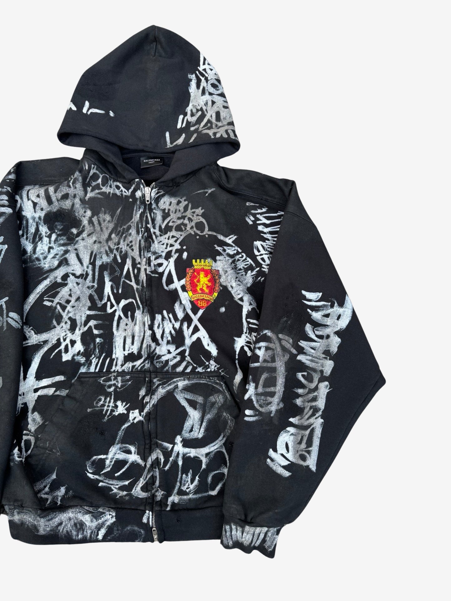 Balenciaga SS24 Black Skater Graffiti Zip Hoodie