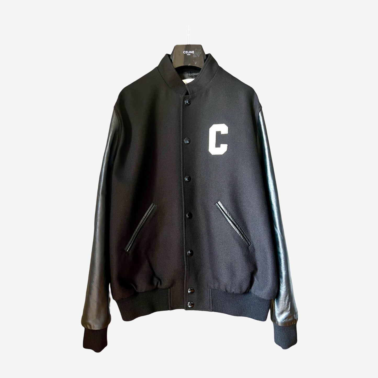 Celine C Logo Bomber with Leather Sleeves