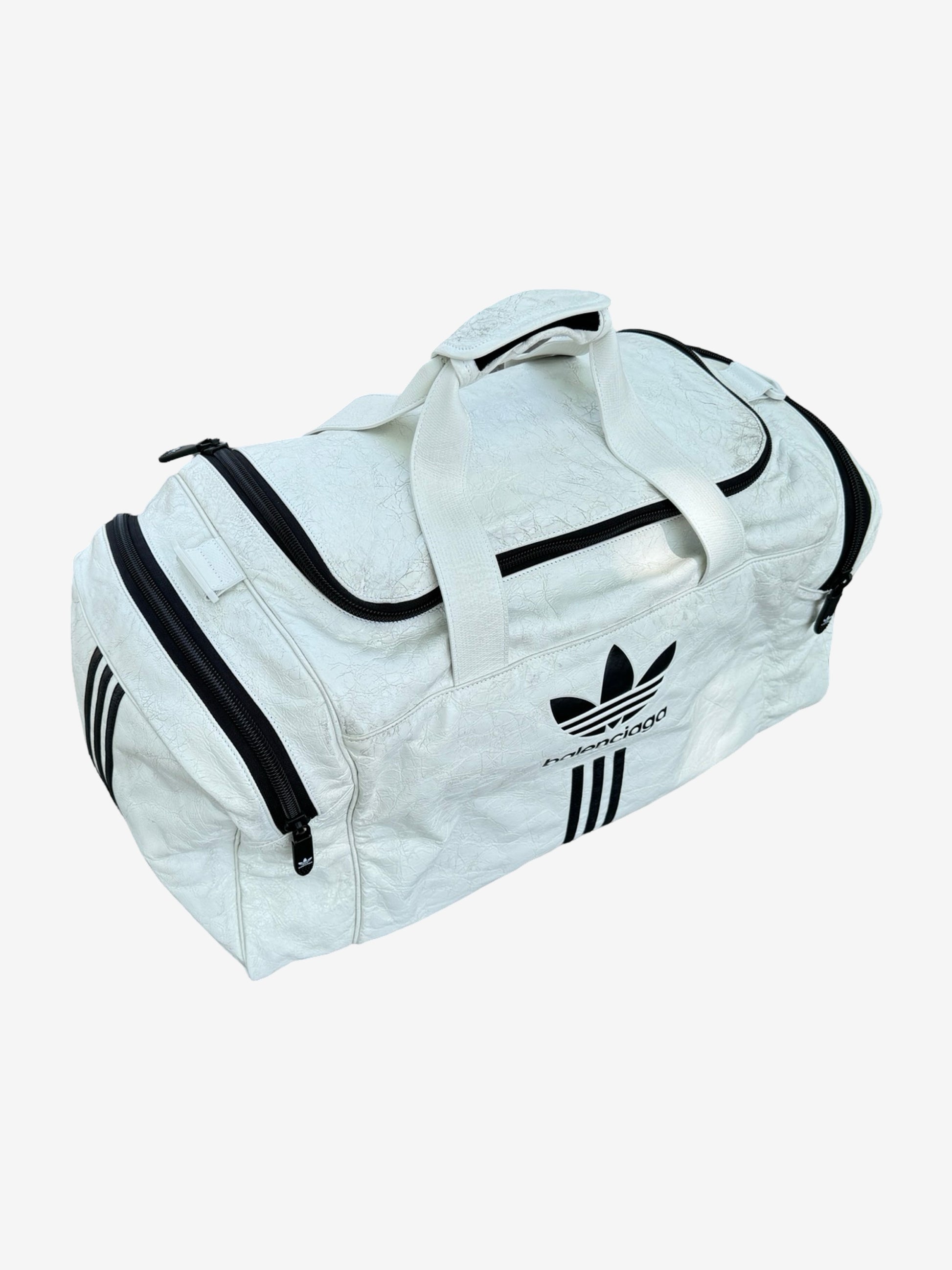 Balenciaga Adidas Full Leather Duffle Bag White