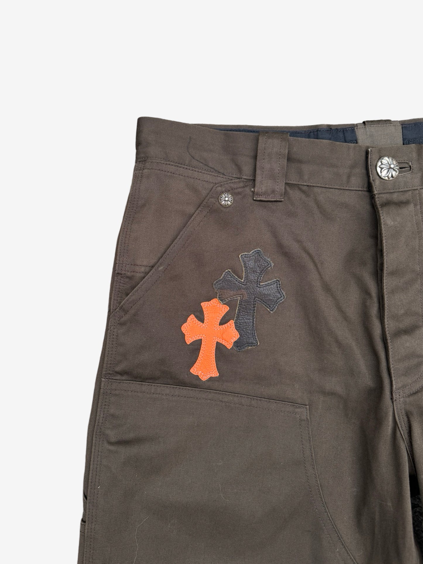 Chrome Hearts Double Knee Orange and Camouflage Cross Carpenter Pants