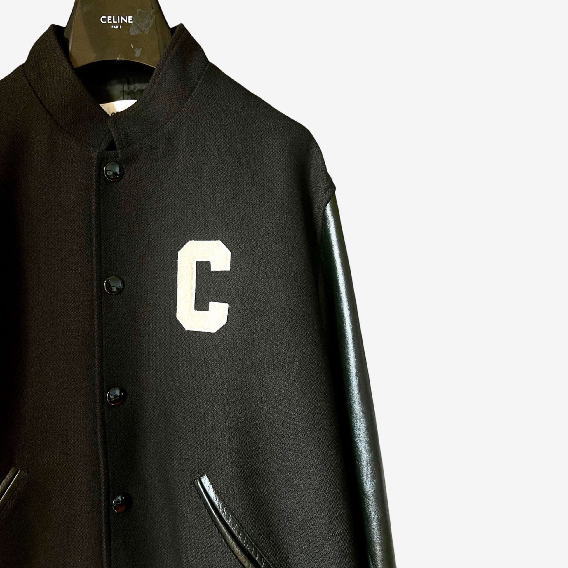 Celine C Logo Bomber with Leather Sleeves