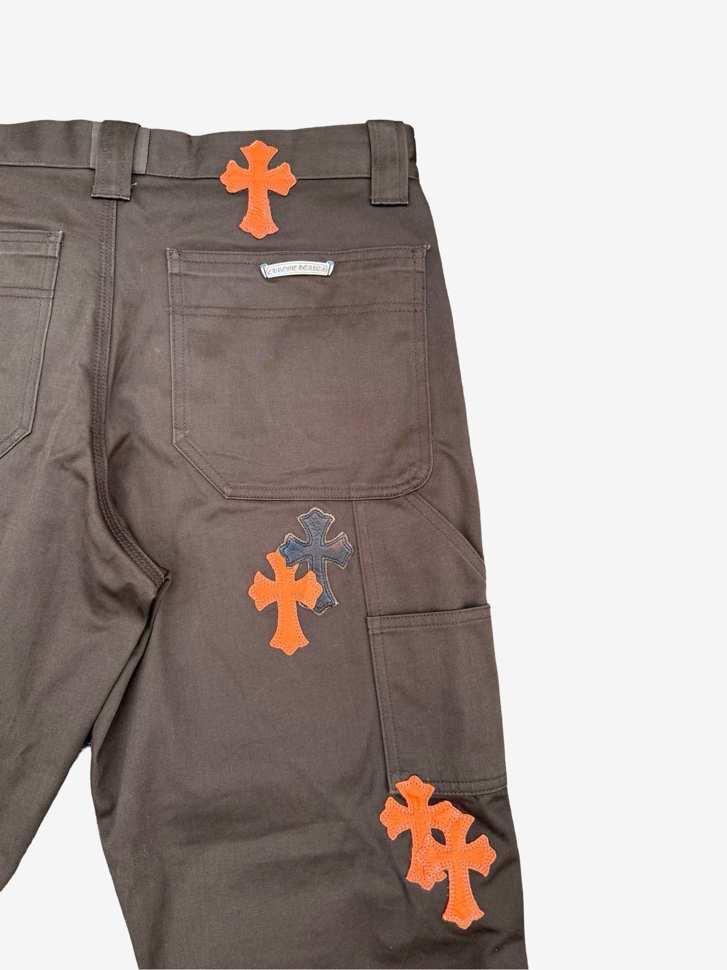 Chrome Hearts Double Knee Orange and Camouflage Cross Carpenter Pants