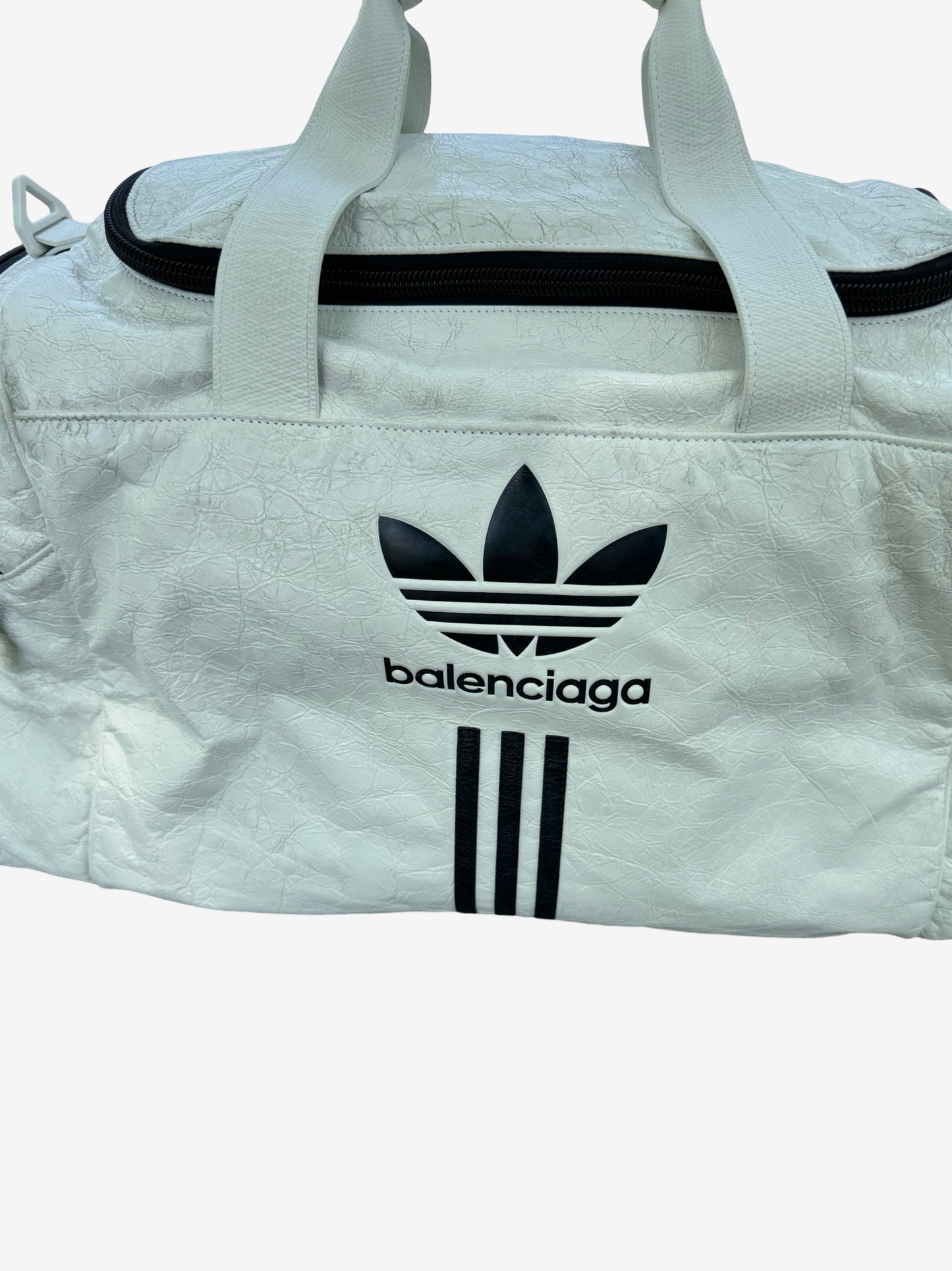 Balenciaga Adidas Full Leather Duffle Bag White