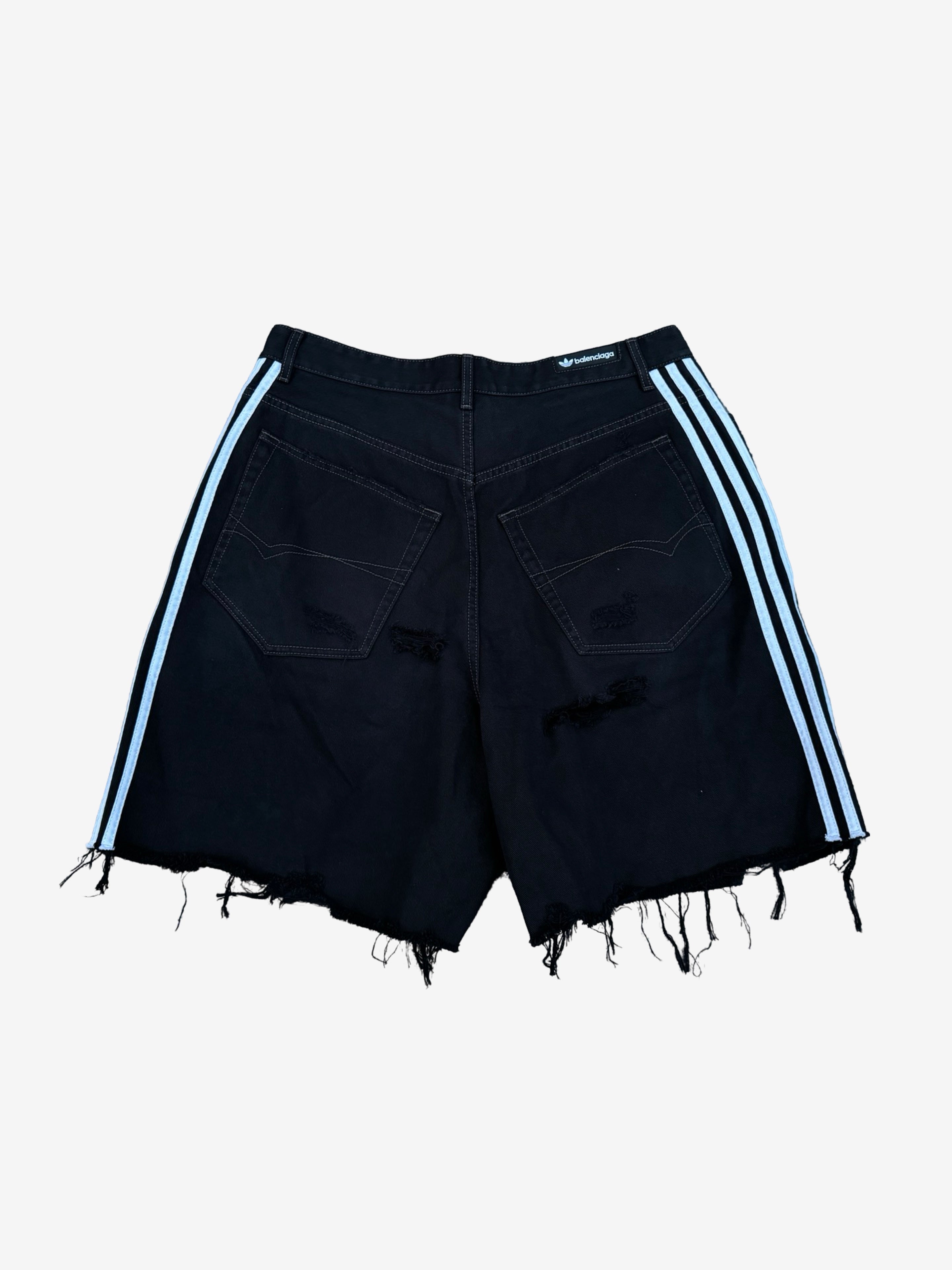 Balenciaga Adidas Black Destroyed Denim Shorts Jorts FyouGrails