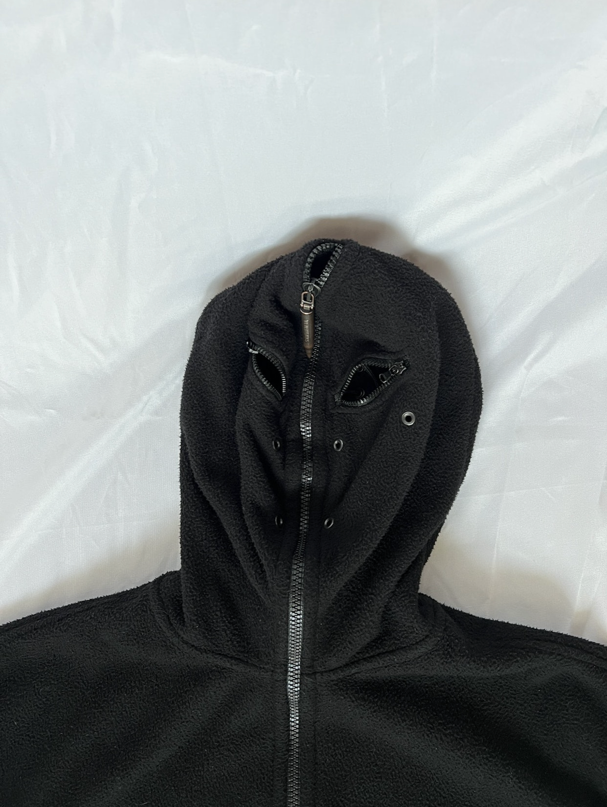 Vetements SS19 Black Gimp Mask Bullet Fleece Hoodie Sz. M