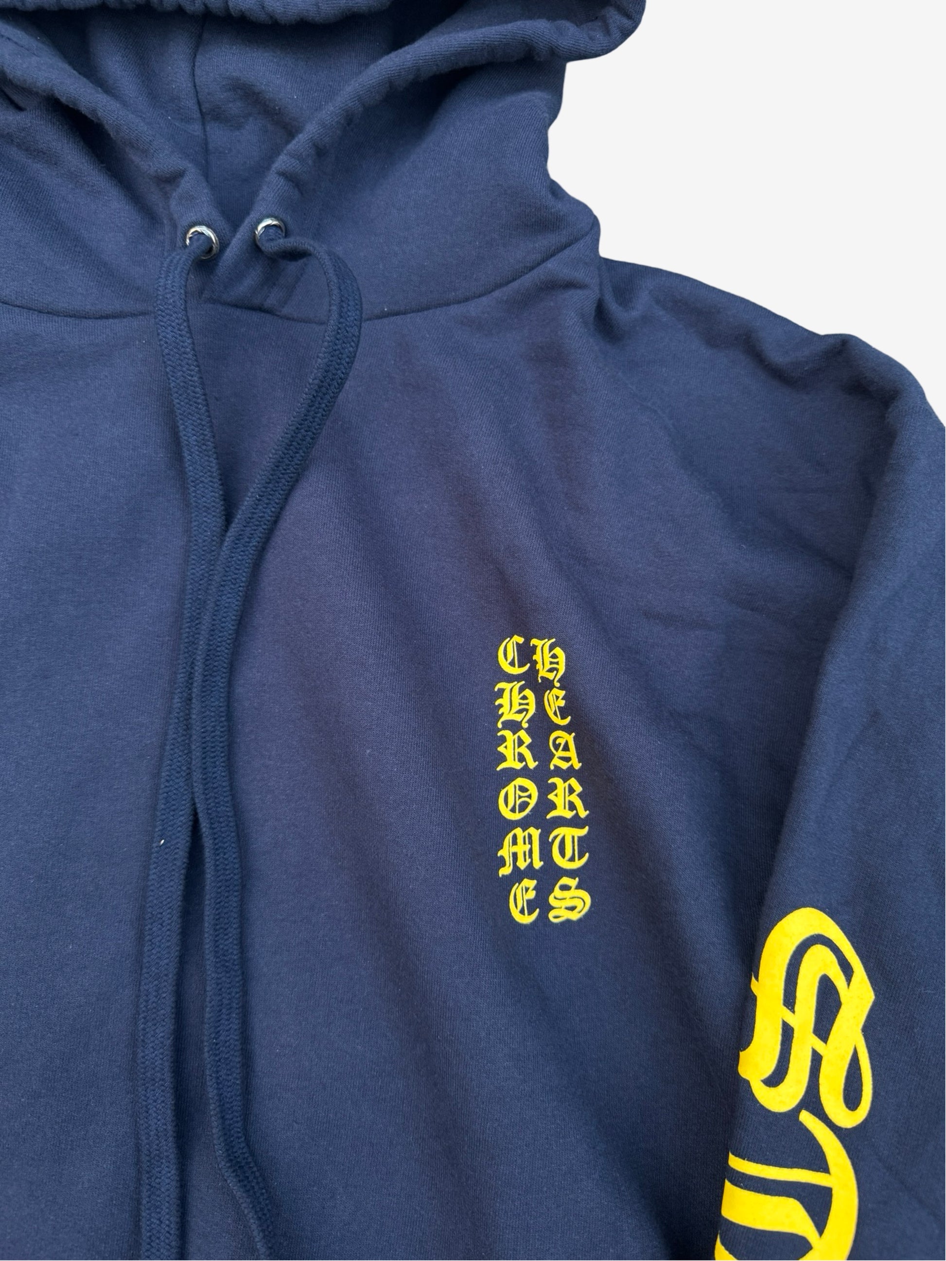 Chrome Hearts Eyechart Logo Hoodie Navy Yellow 