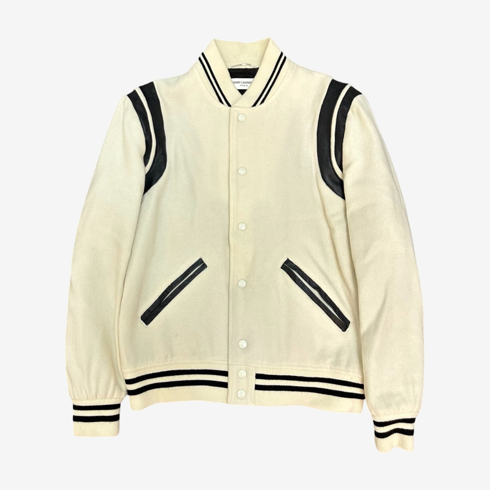 Saint Laurent Paris White Black Teddy Jacket