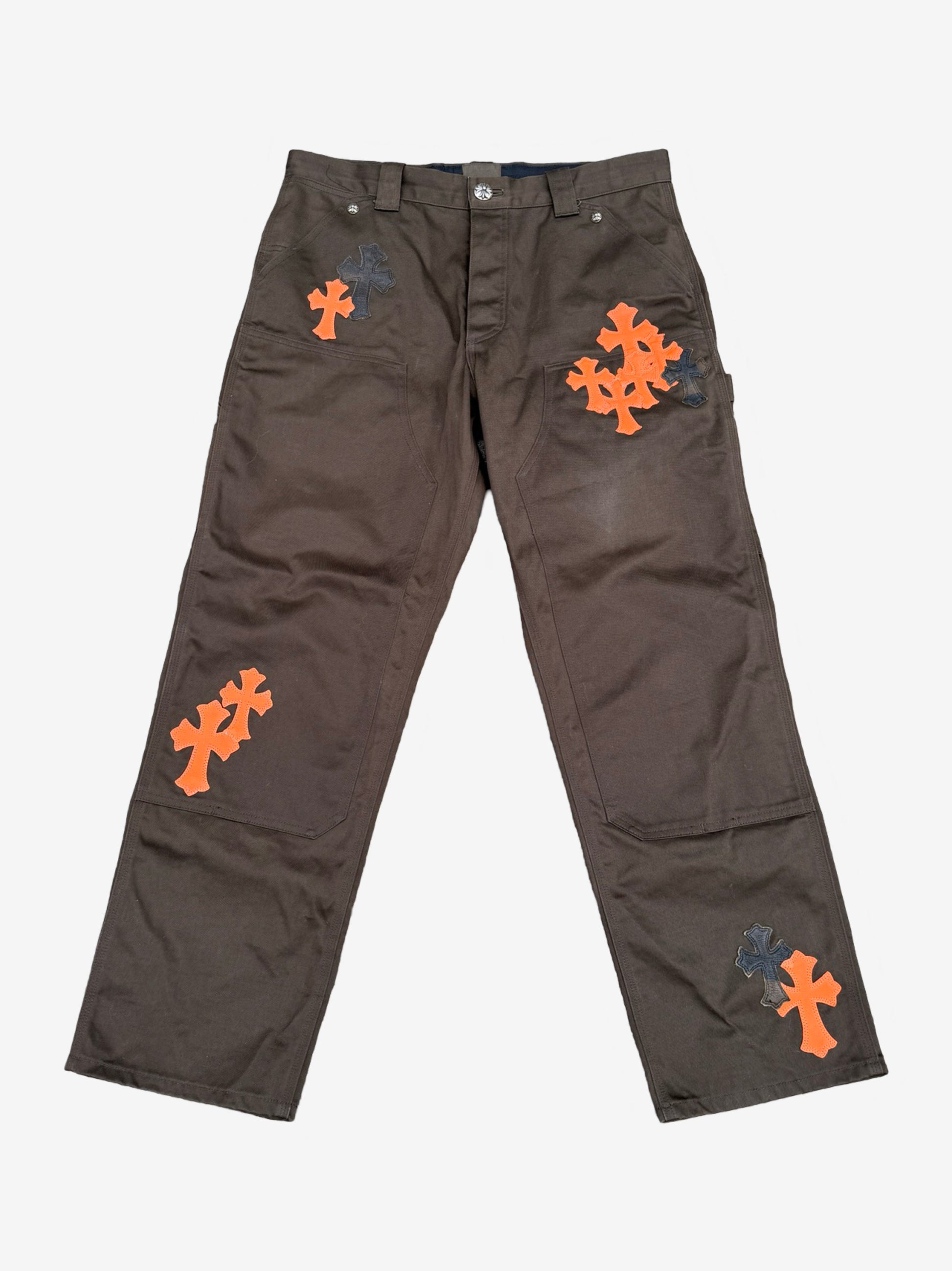 Chrome Hearts Double Knee Orange and Camouflage Cross Carpenter Pants