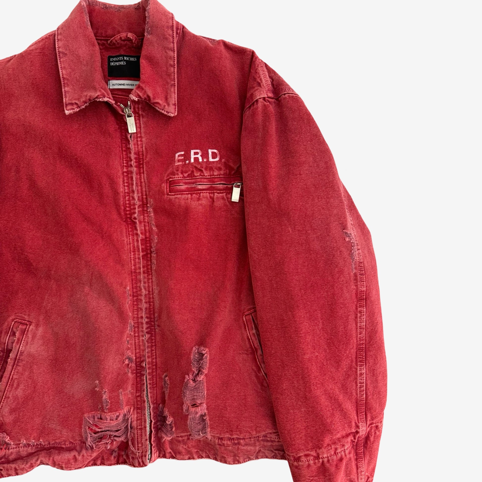 Enfants Riches Deprimes SS24 „Italian Romance“ Destroyed Red Denim Jacket