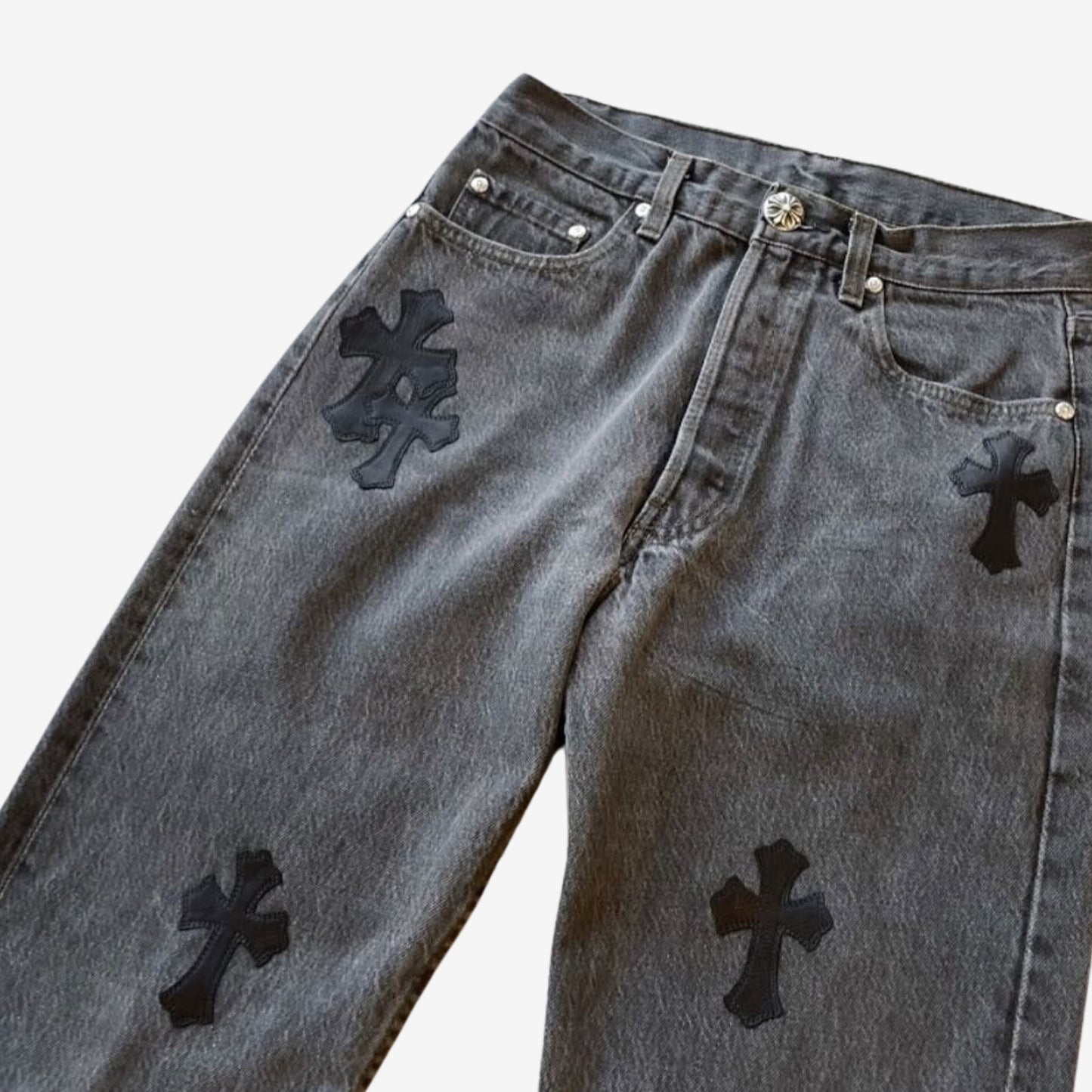 Chrome Hearts Levis 501 Leather Patched Denim