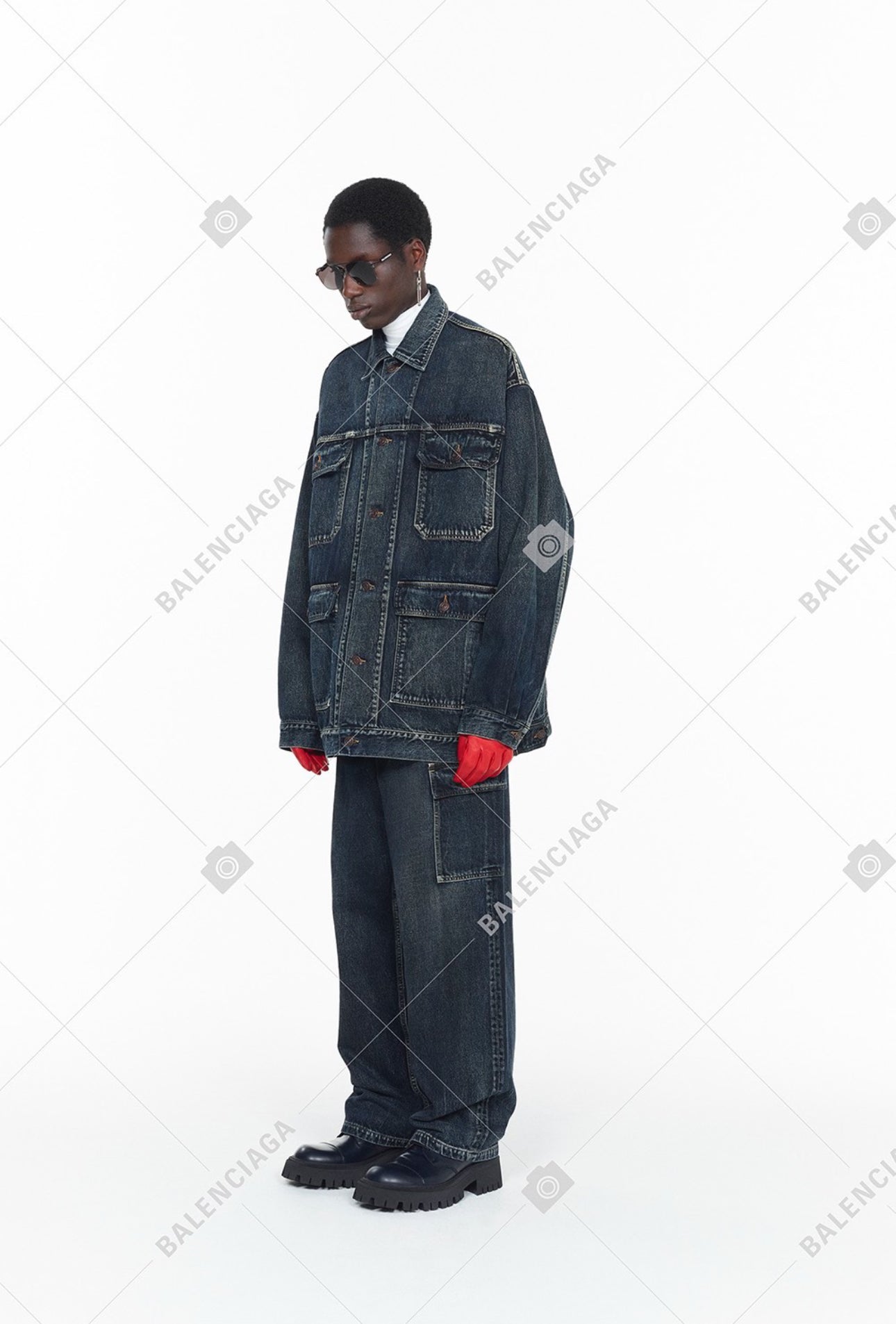 Balenciaga FW20 Baggy Denim Cargo Pants