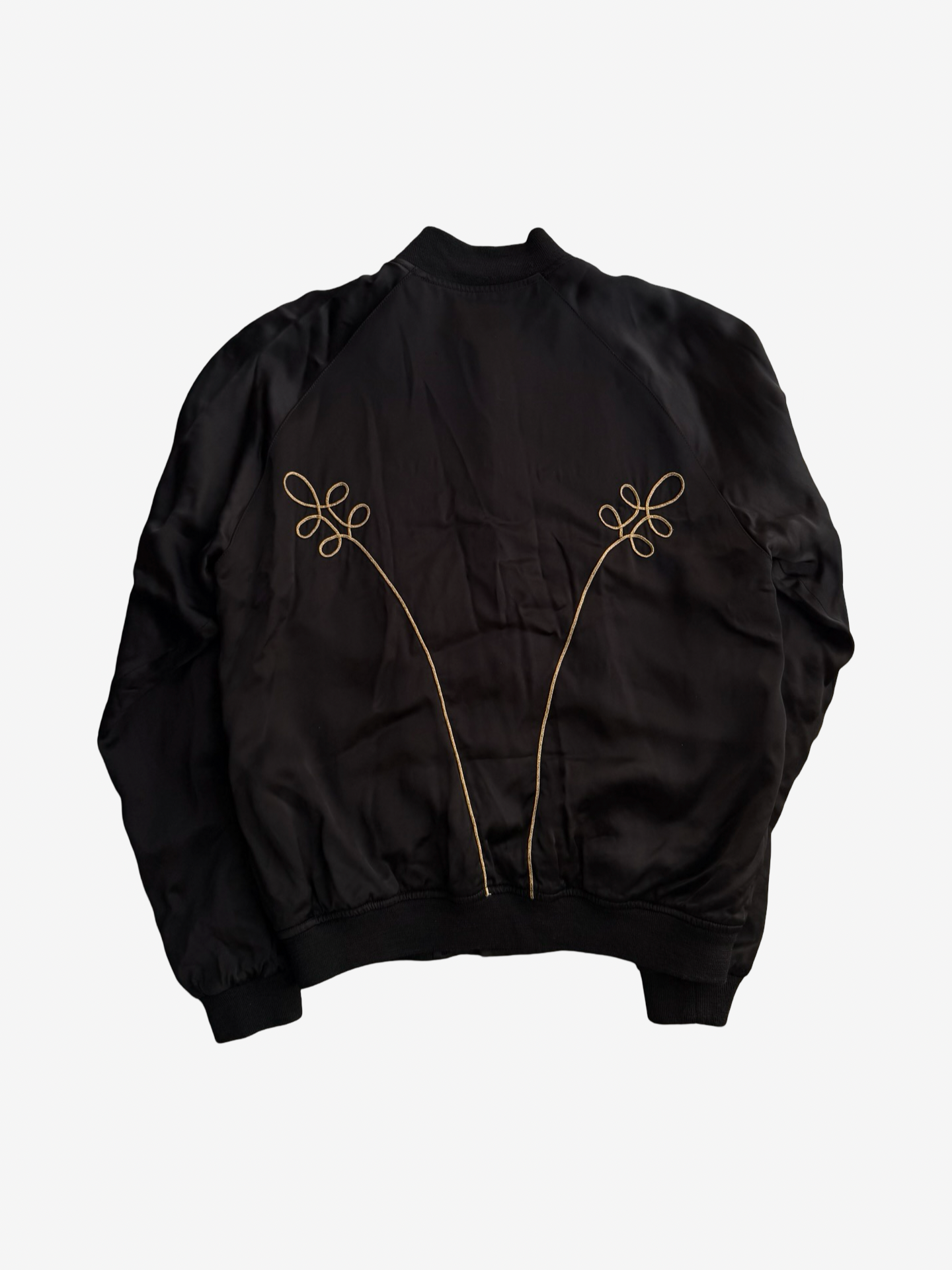 Saint Laurent Paris SS15 Napoleon Gold Souvenir Satin Jacket Sz.52