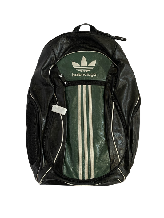 Balenciaga Adidas Leather Backpack Black Green Sz.L