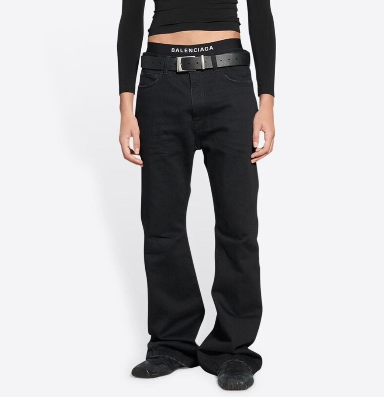 Balenciaga FW22 Black Flared Denim