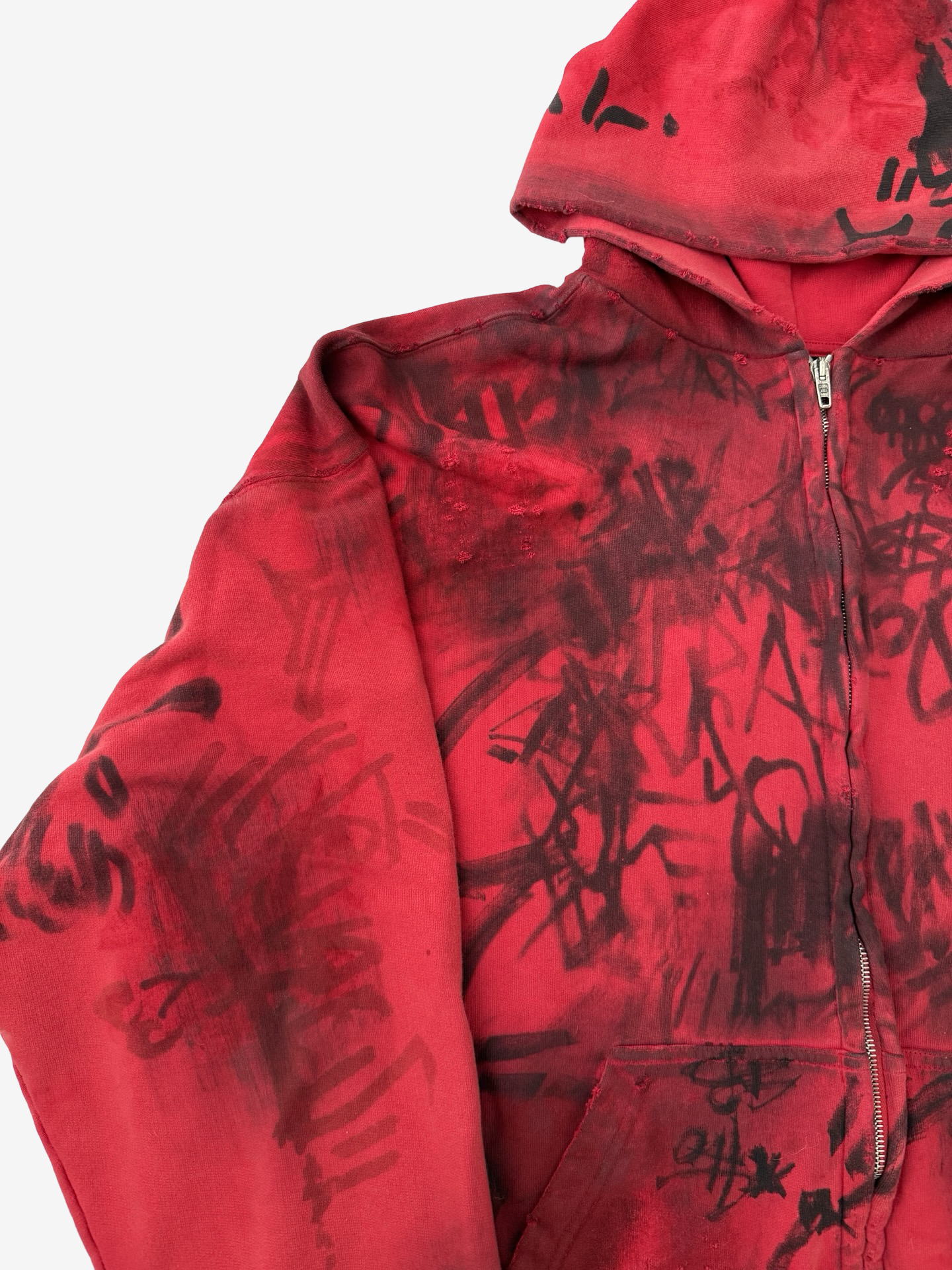 Balenciaga SS23 Red Skate Graffiti Zip Hoodie Sz.M