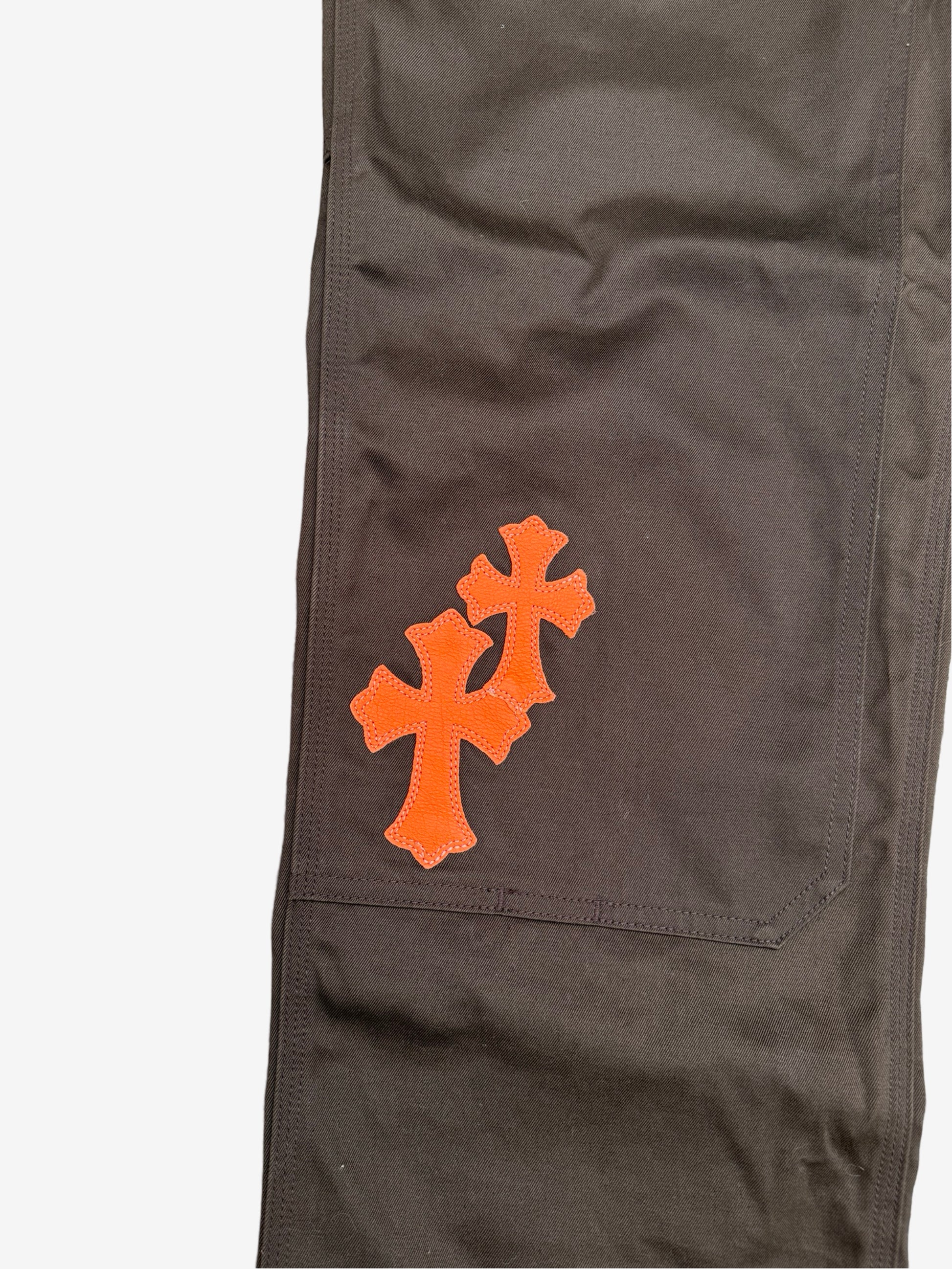 Chrome Hearts Double Knee Orange and Camouflage Cross Carpenter Pants