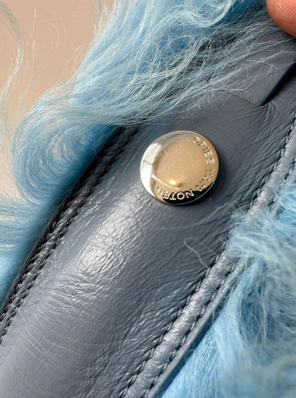 Dries Van Noten Blue Fur Bag